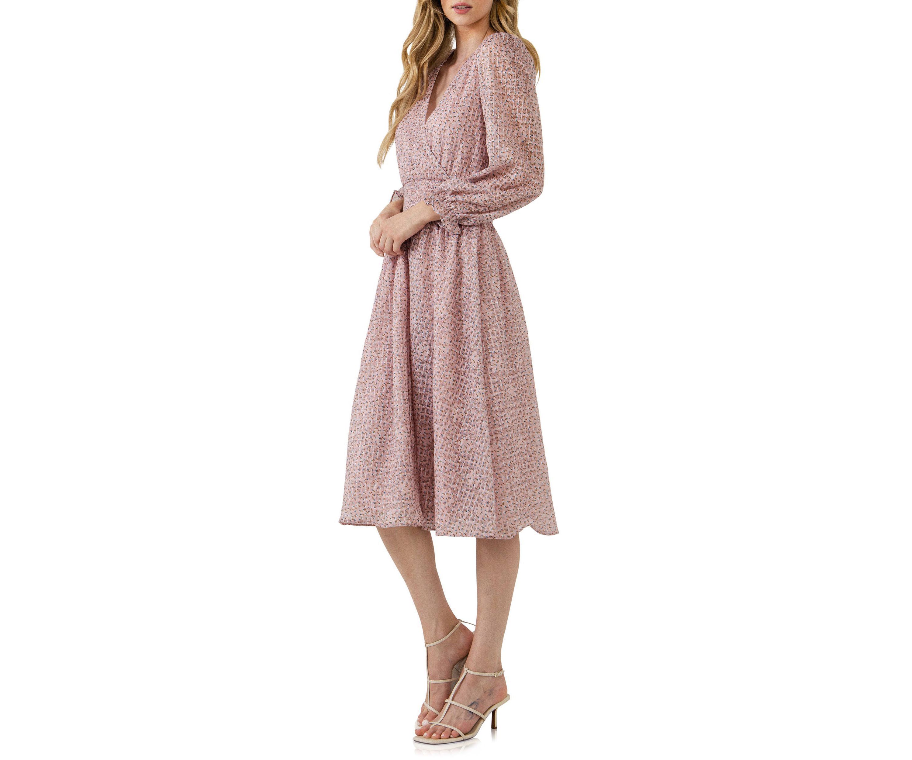 Floral Waist Smocked Midi Dress