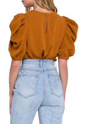 Pleated Puff Sleeve Top