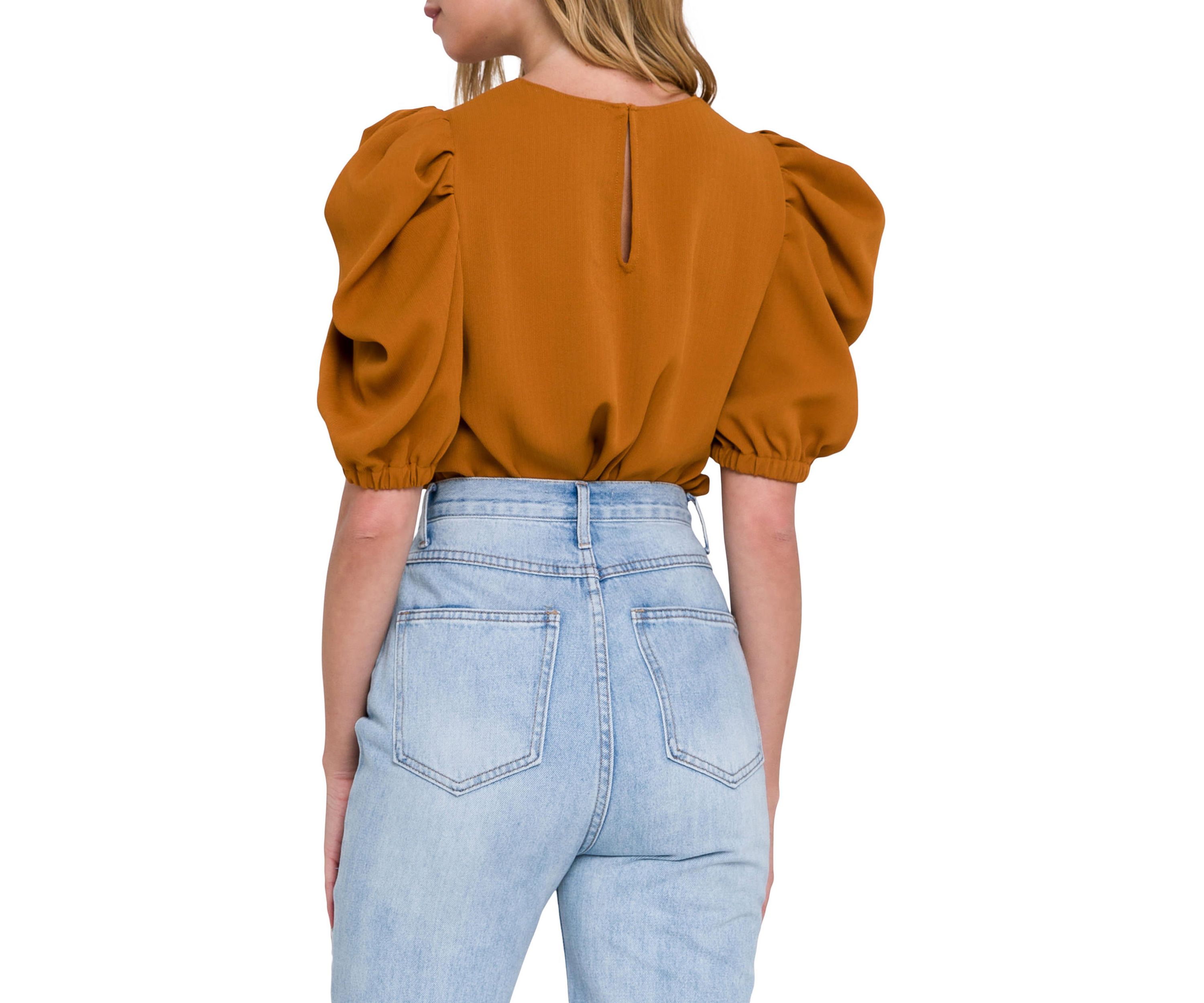 Pleated Puff Sleeve Top