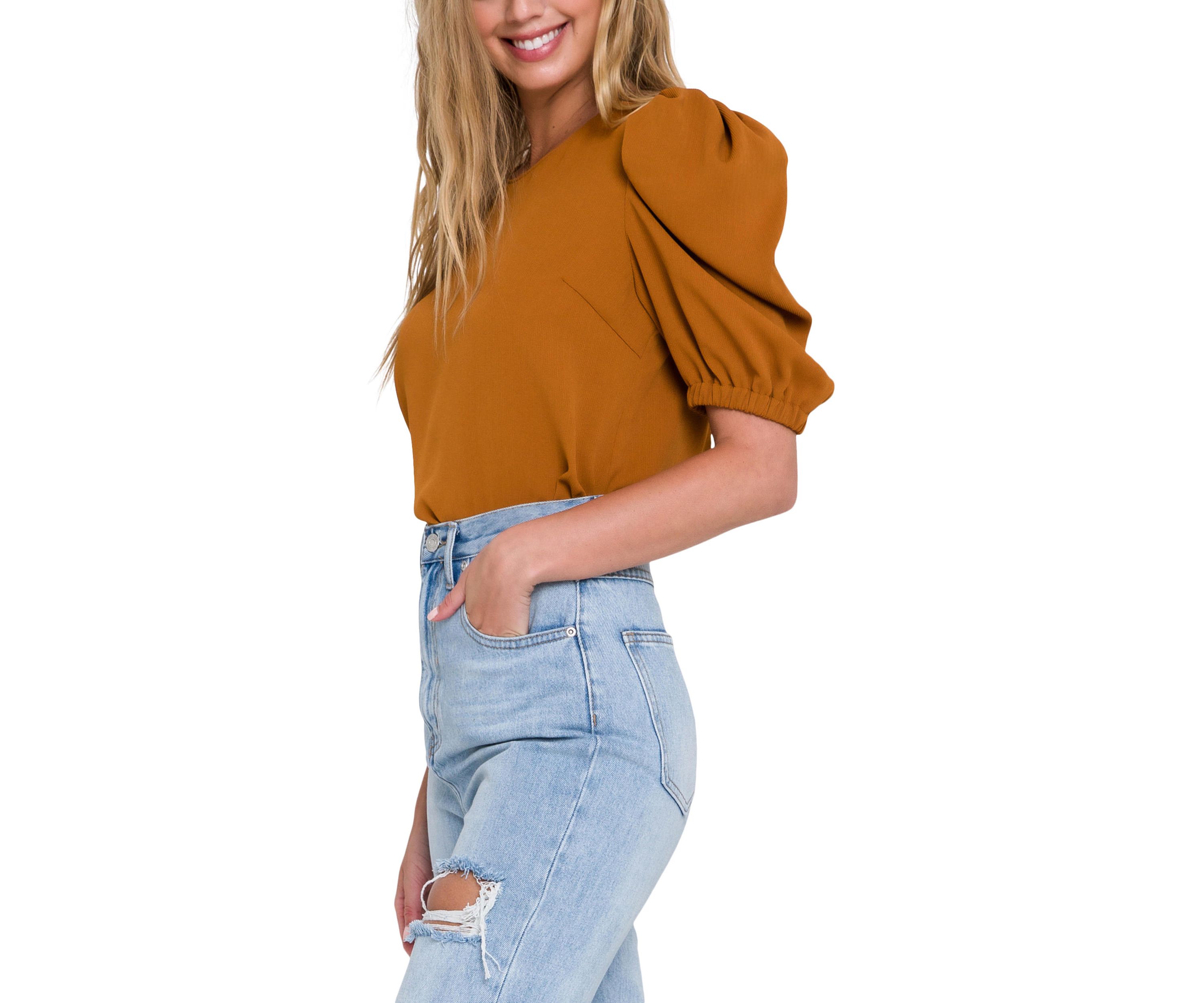 Pleated Puff Sleeve Top