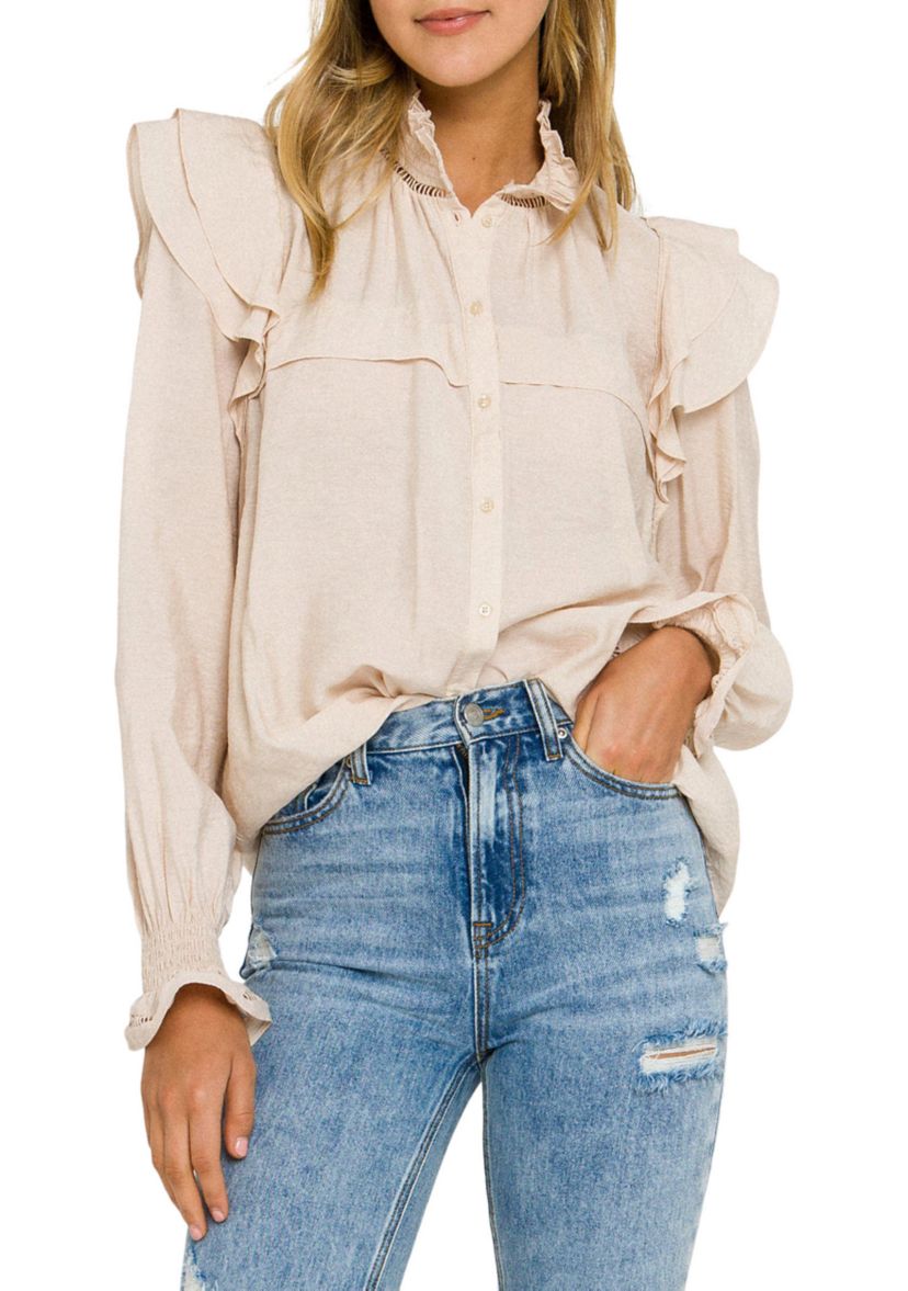 Trim Detail Ruffled Shirt