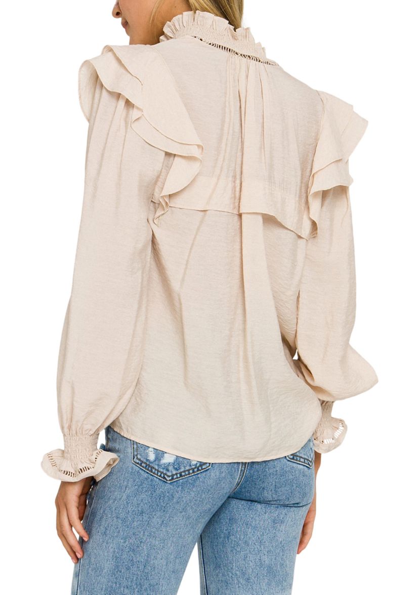 Trim Detail Ruffled Shirt