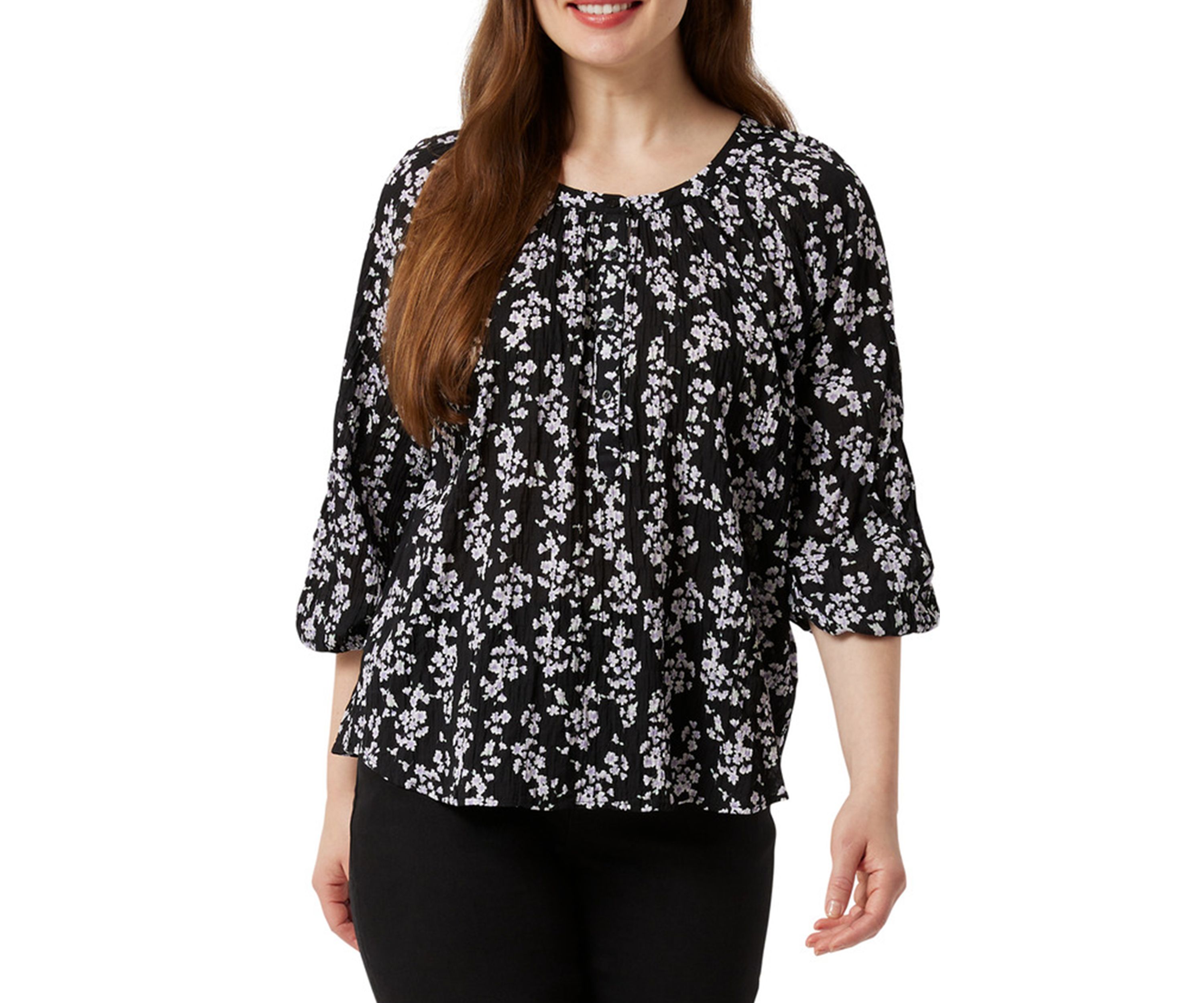 Womens Marcia 3/4 Sleeve Peasant Top
