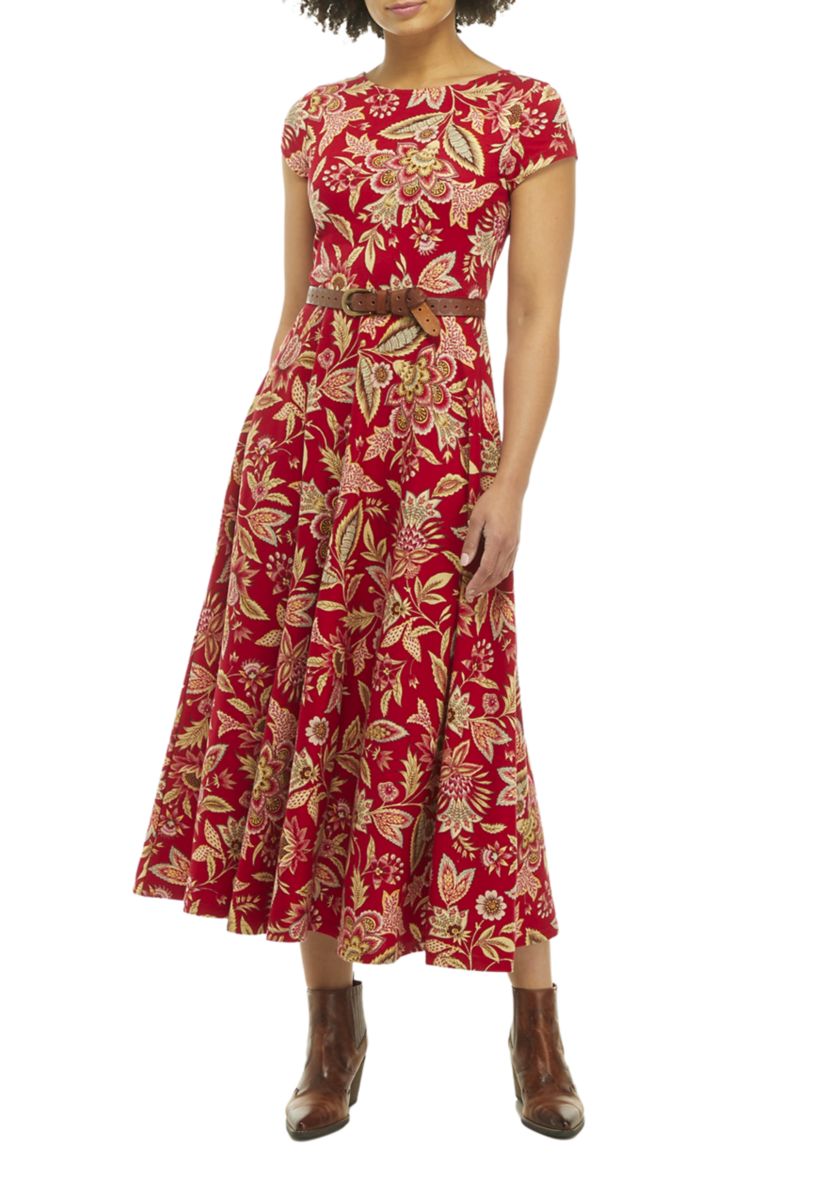 Womens Fit and Flare Midi Dress