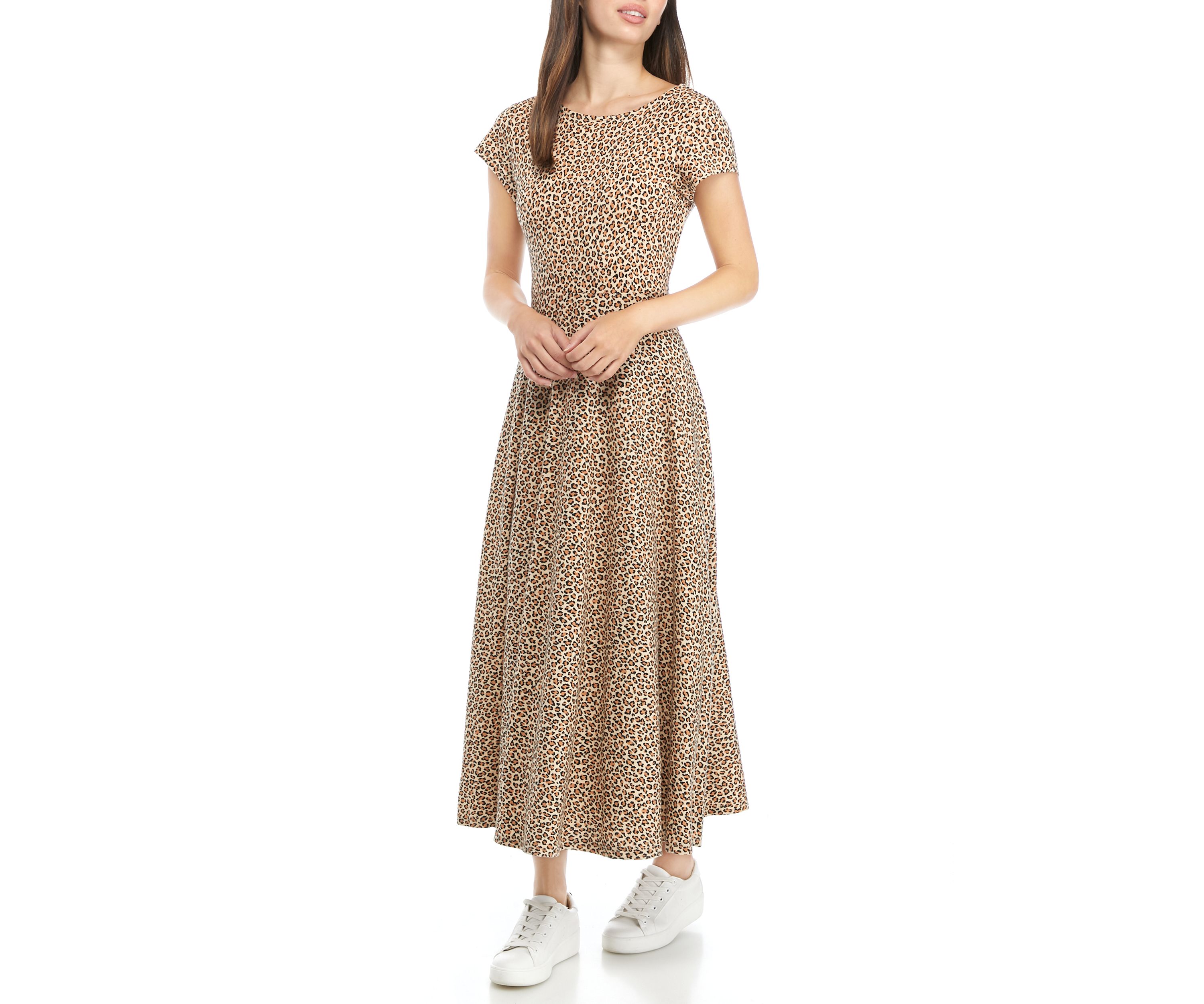 Womens Leopard Midi Dress 