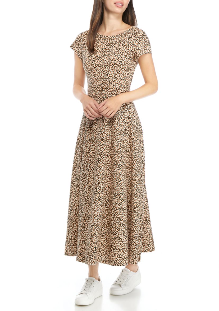 Womens Leopard Midi Dress 