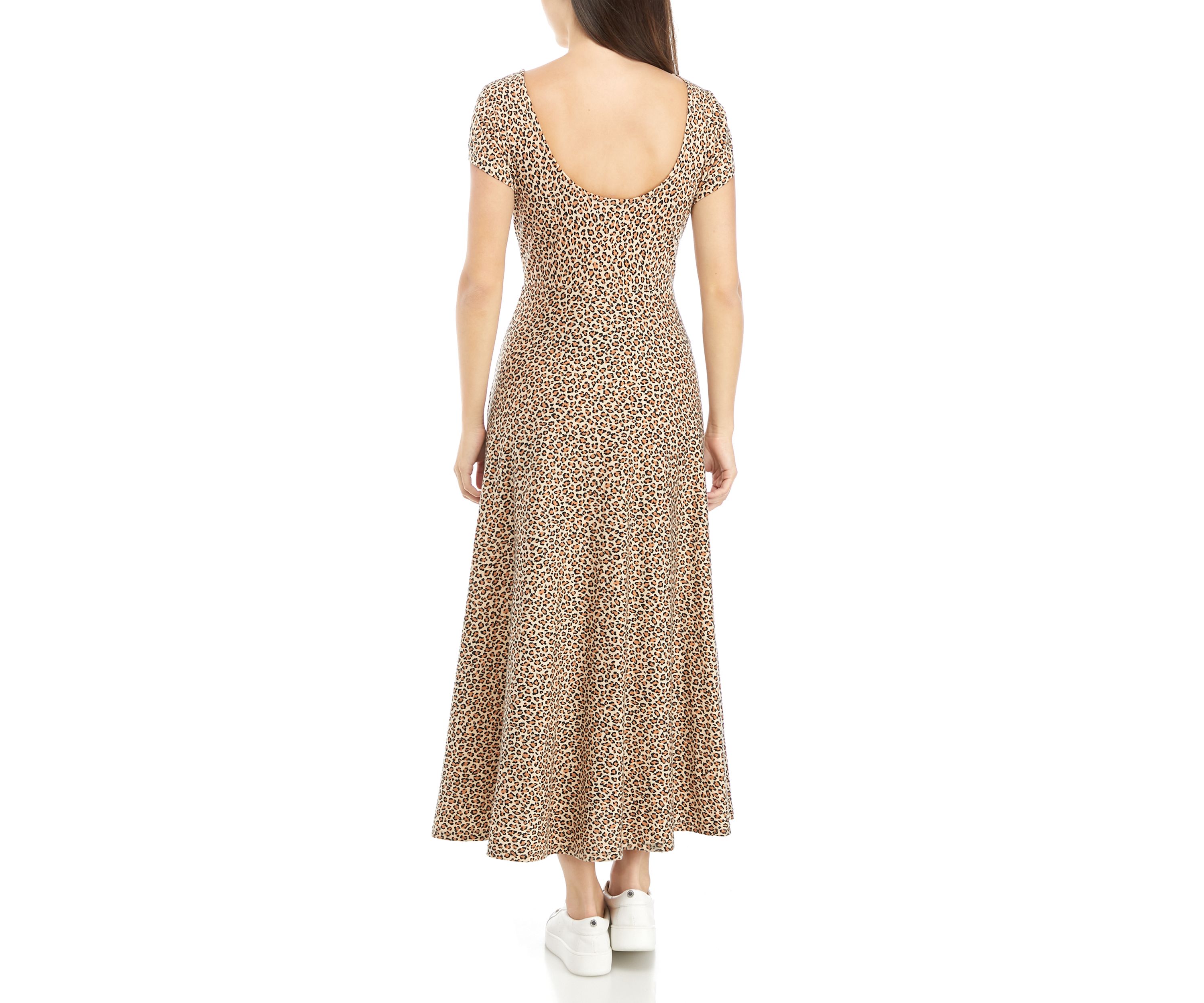 Womens Leopard Midi Dress 