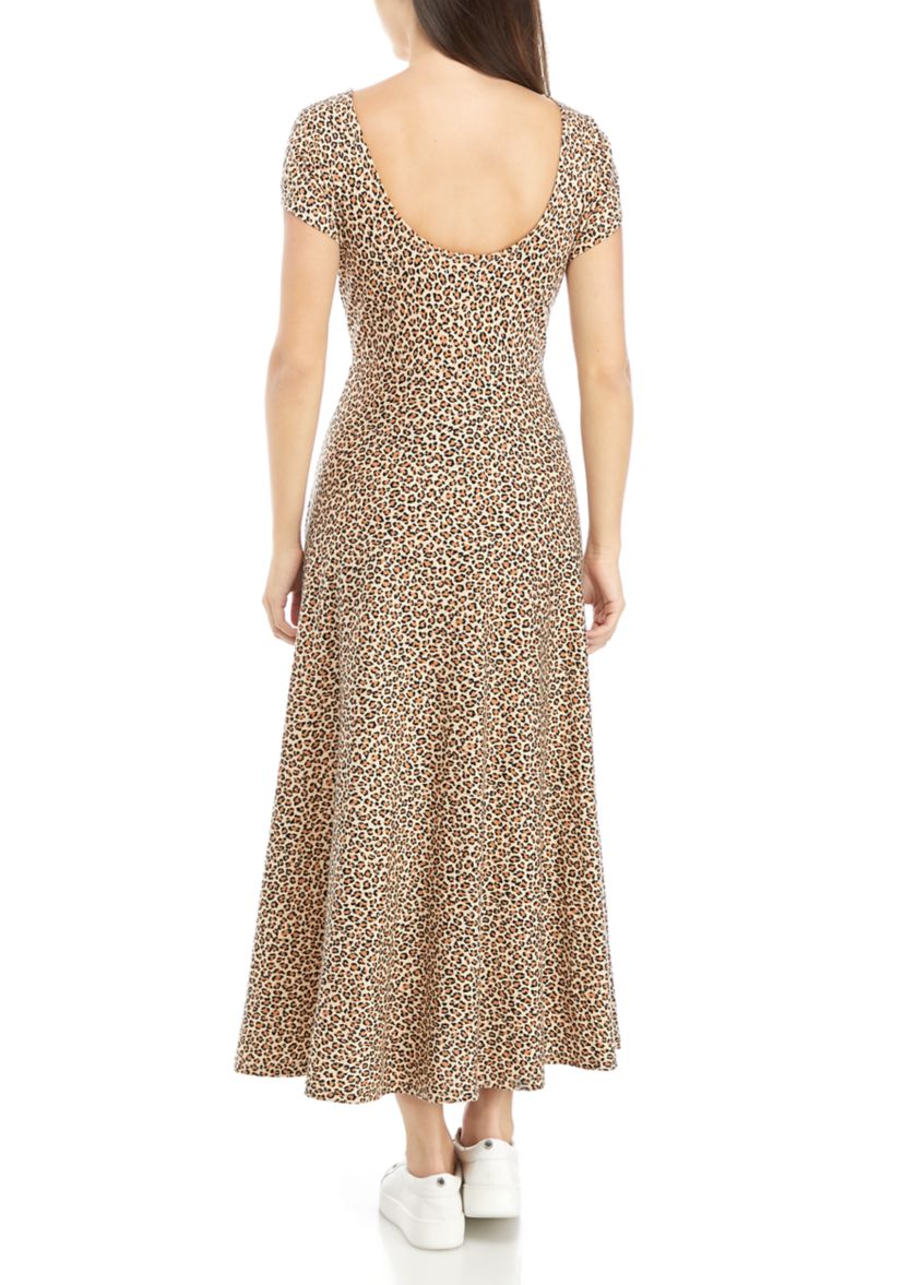 Womens Leopard Midi Dress 