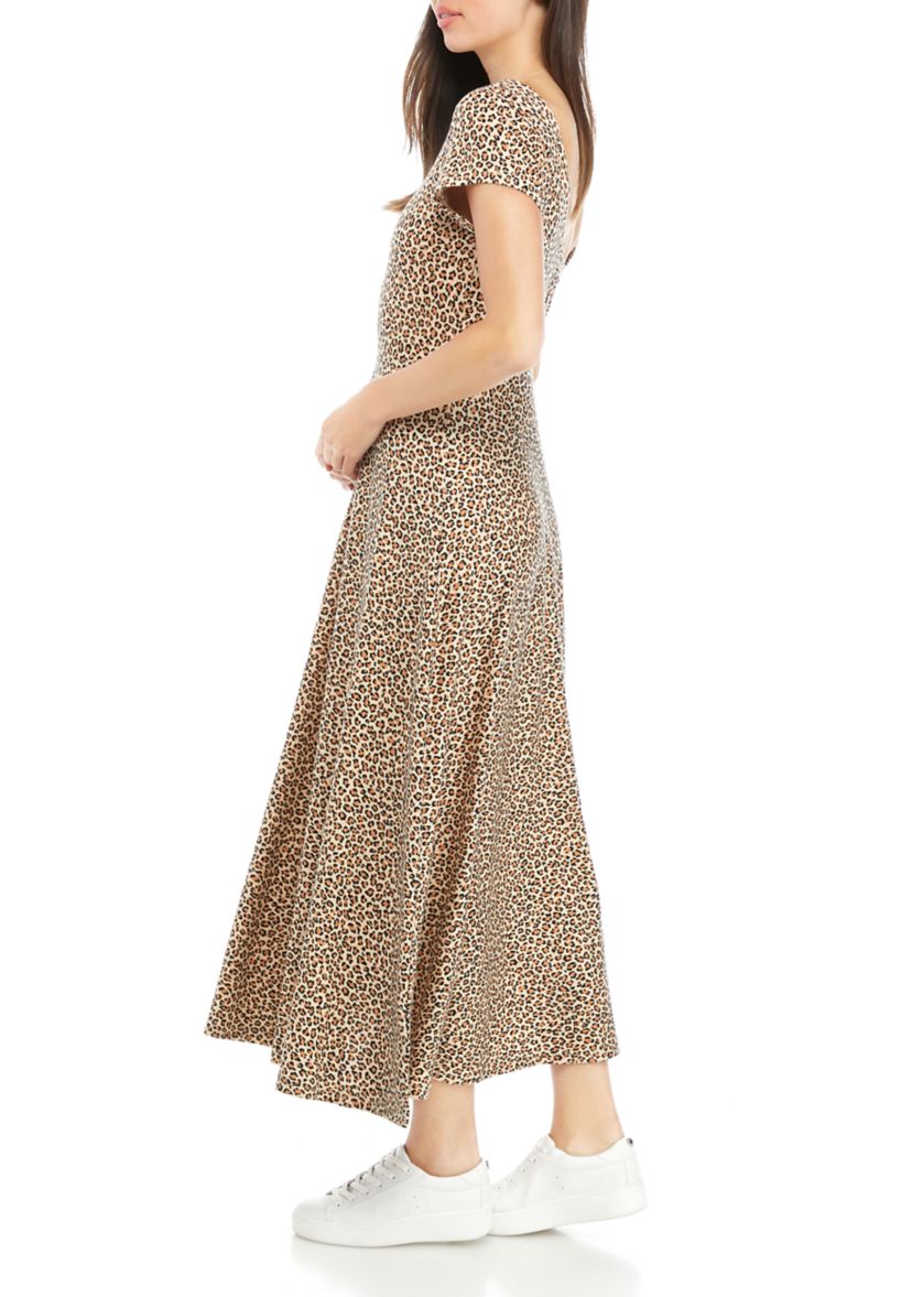Womens Leopard Midi Dress 