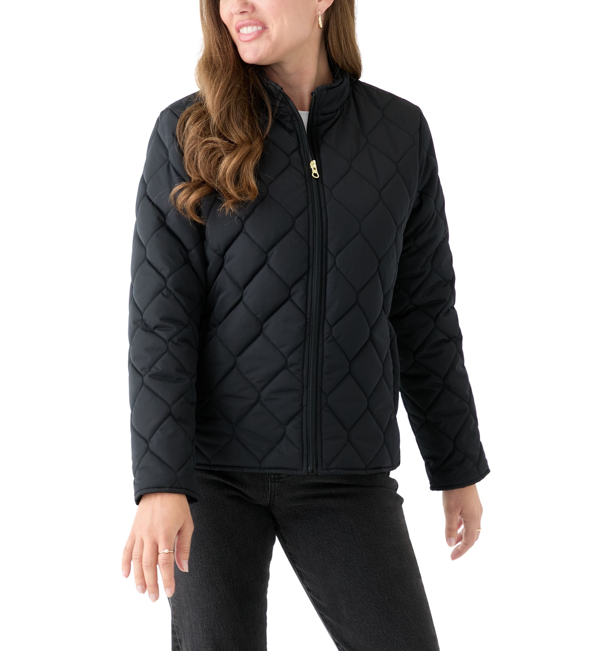 Petite Side Ribbed Puffer Jacket