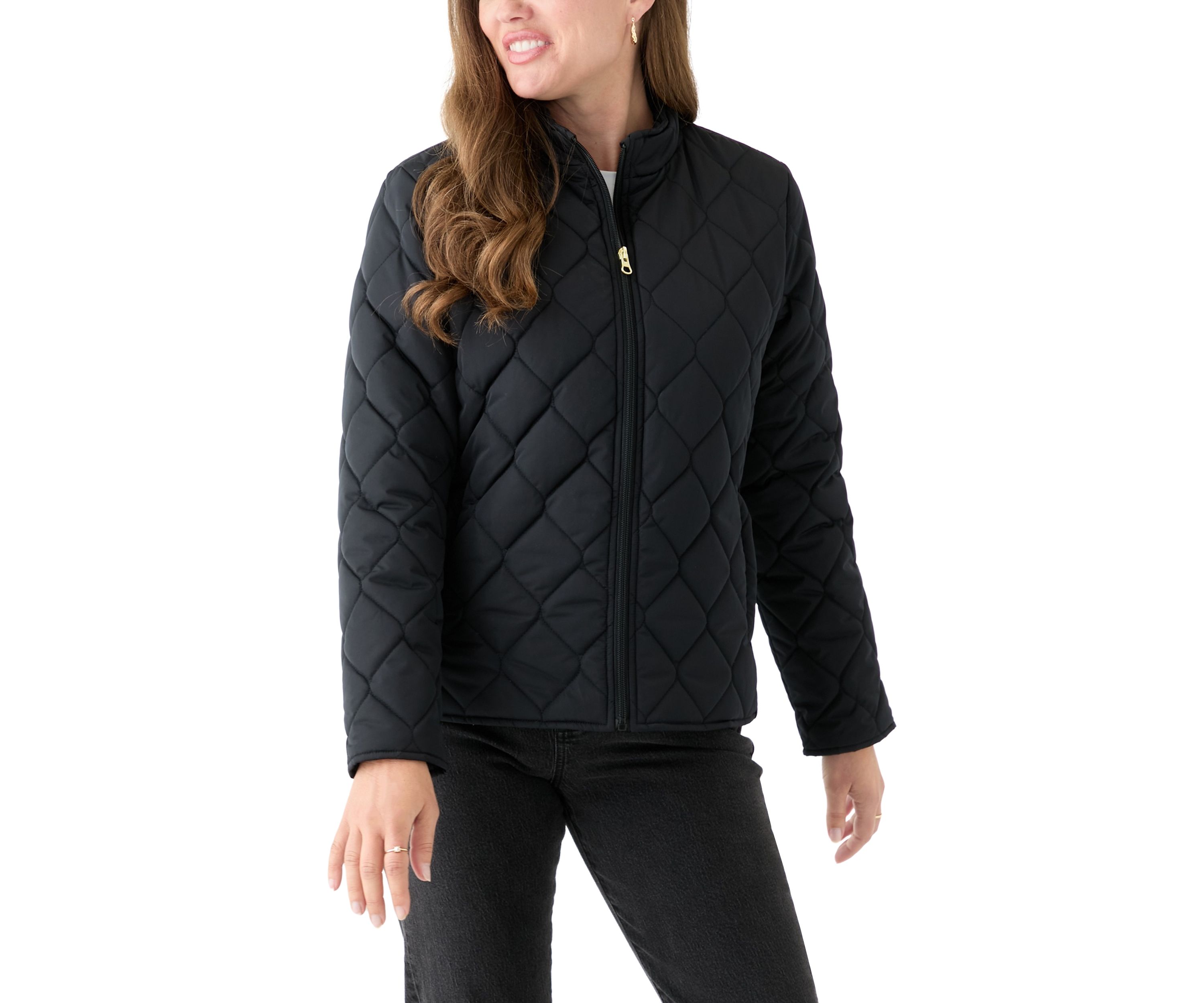 Petite Side Ribbed Puffer Jacket