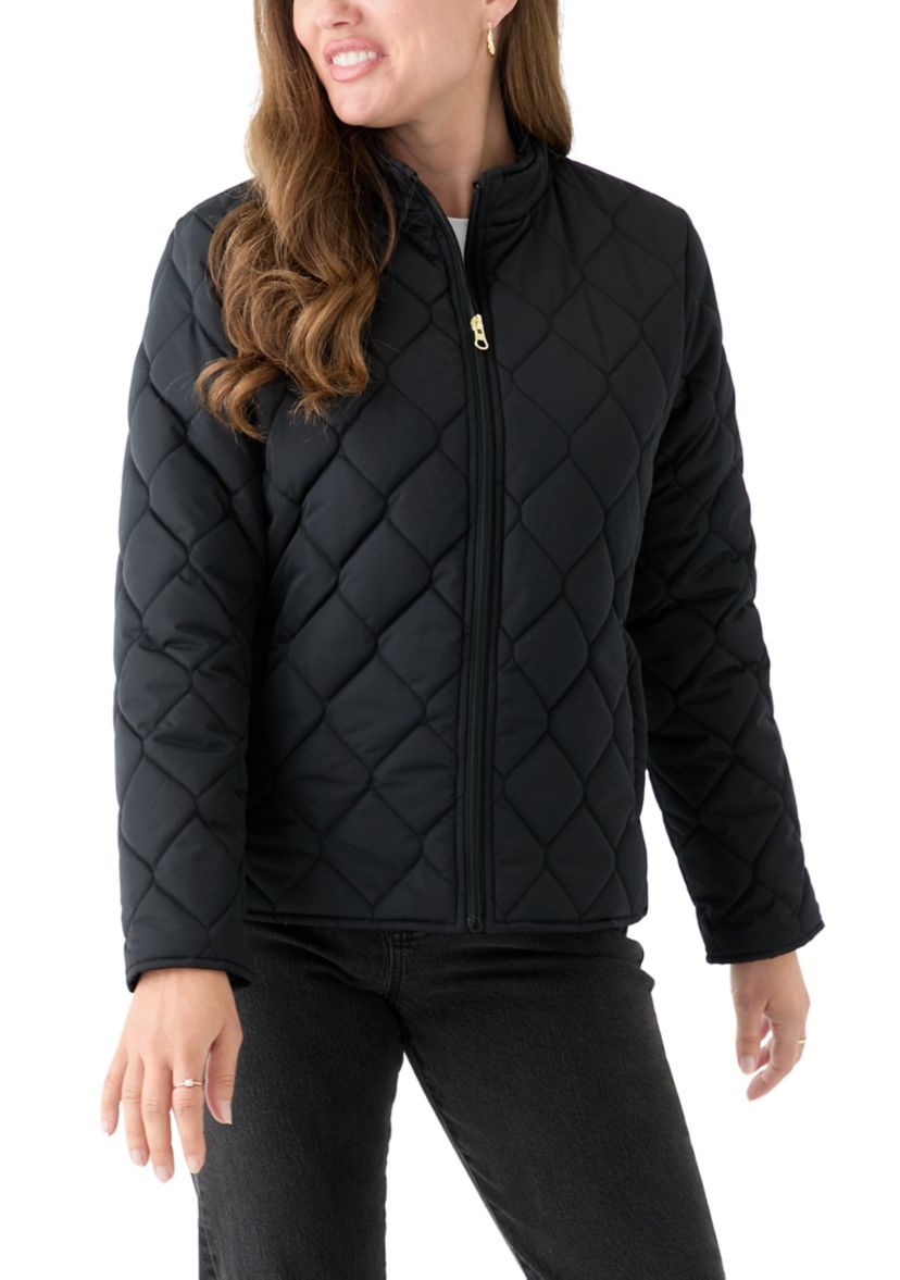 Petite Side Ribbed Puffer Jacket
