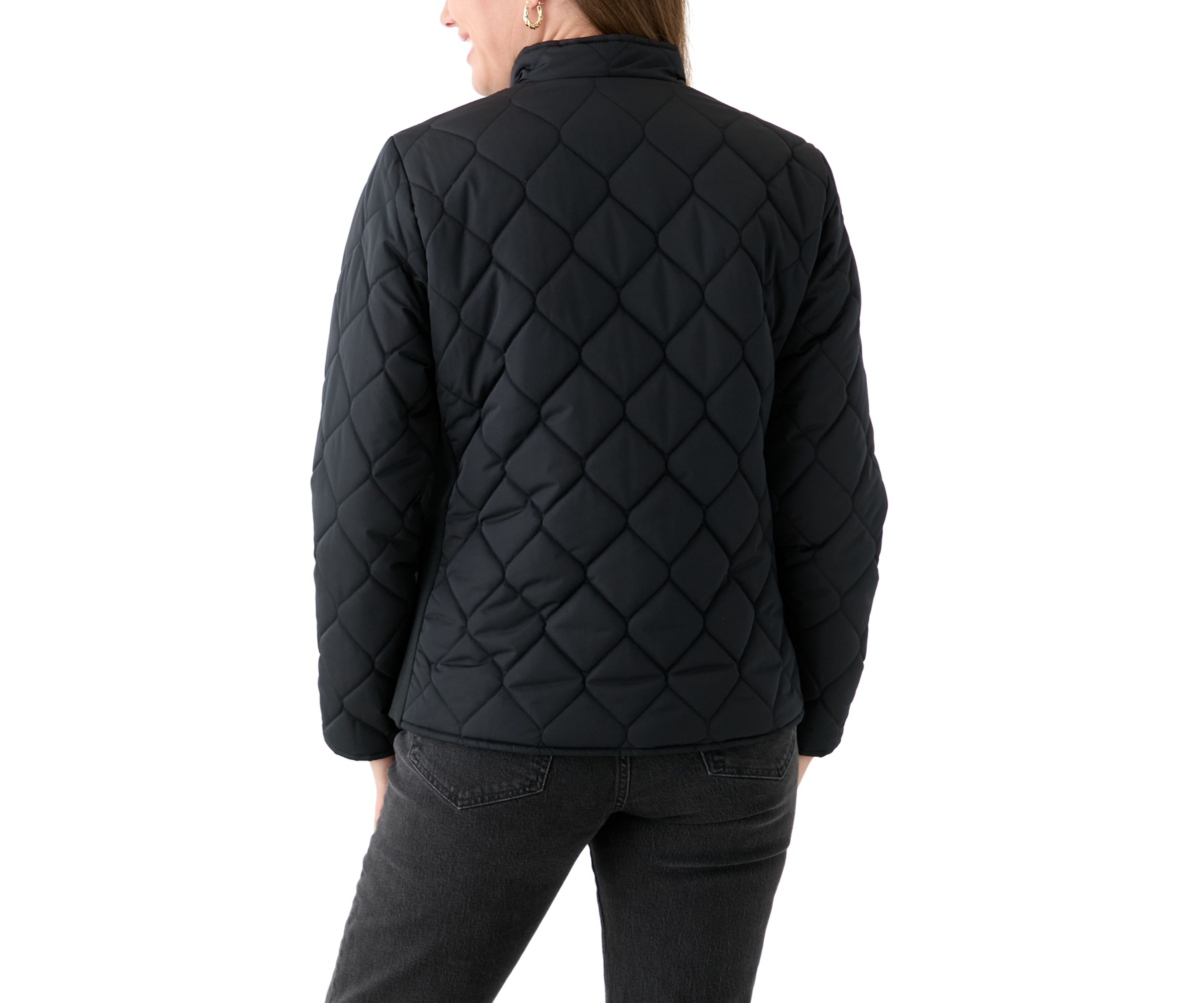 Petite Side Ribbed Puffer Jacket
