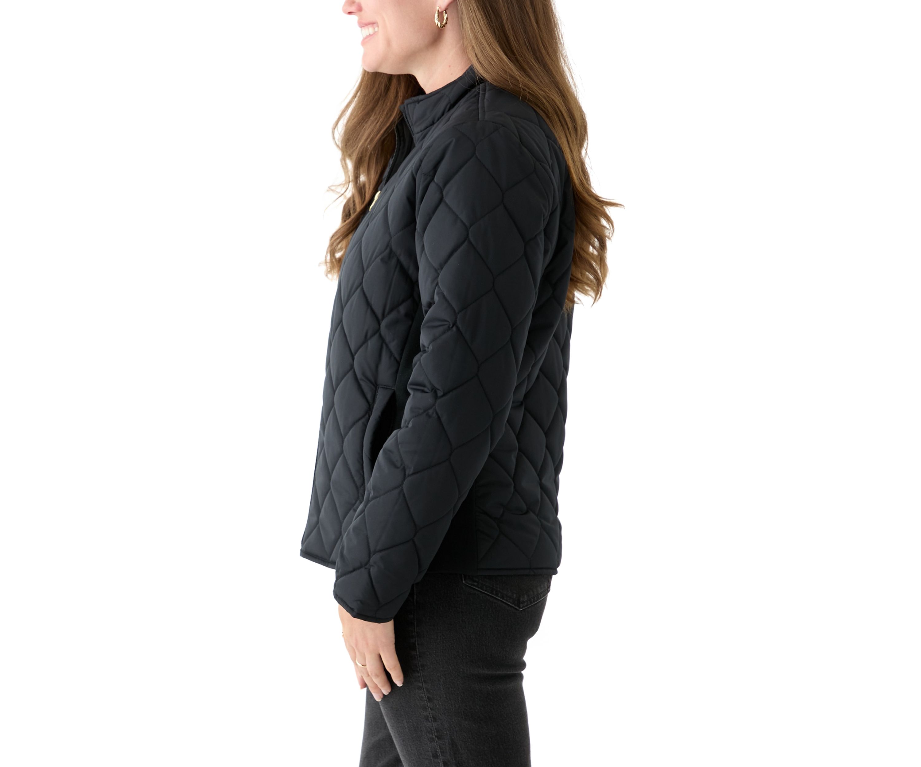 Petite Side Ribbed Puffer Jacket