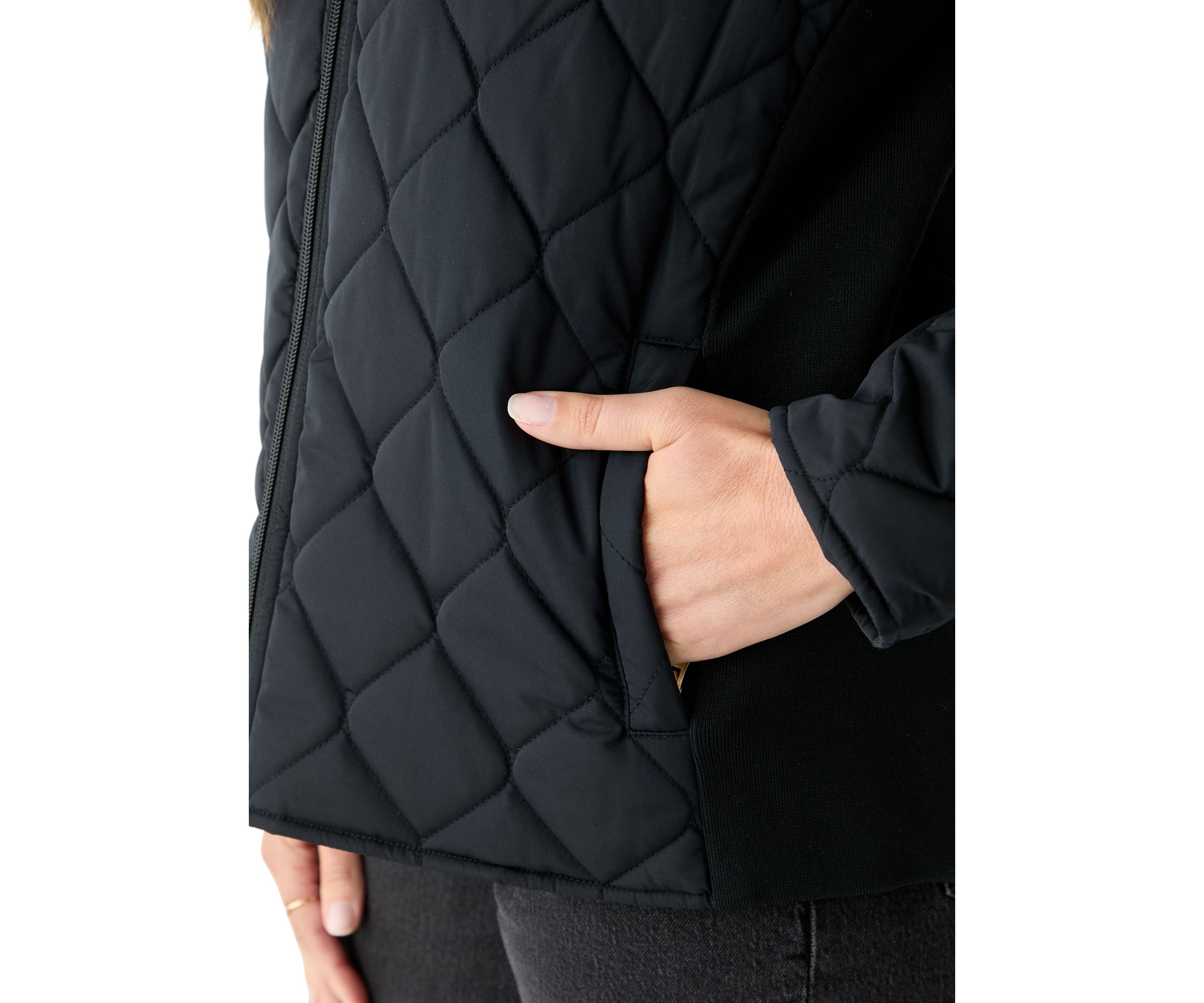 Petite Side Ribbed Puffer Jacket
