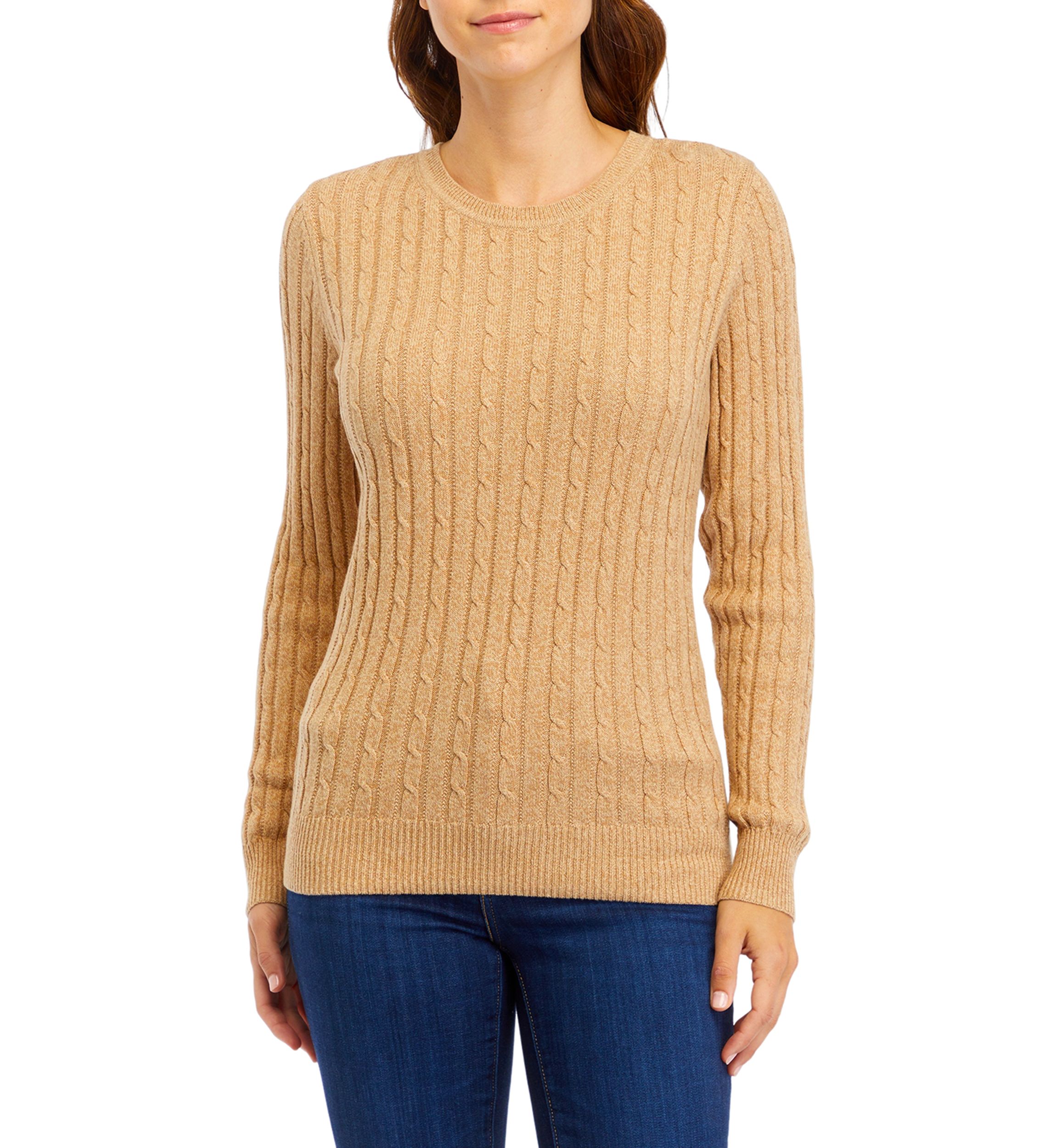 Womens Long Sleeve Cable Knit Sweater 