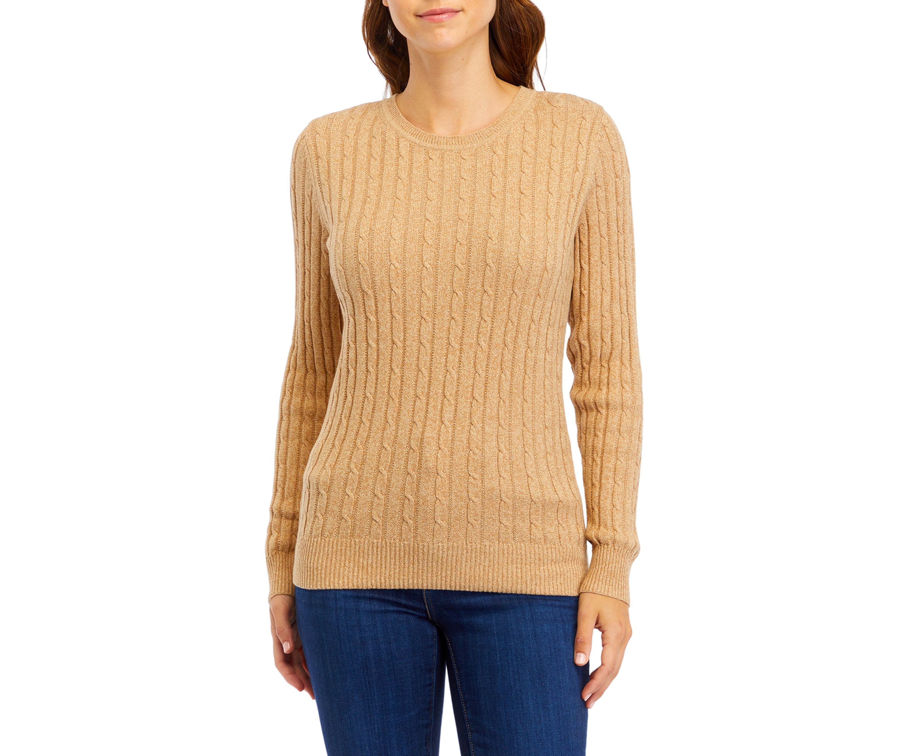 Womens Long Sleeve Cable Knit Sweater 