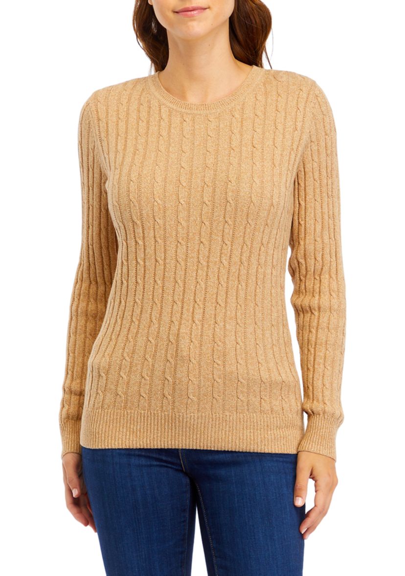 Womens Long Sleeve Cable Knit Sweater 