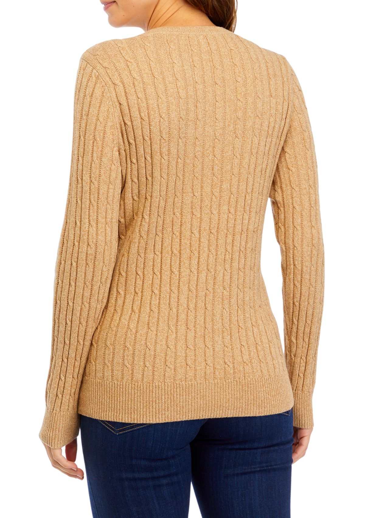 Womens Long Sleeve Cable Knit Sweater 
