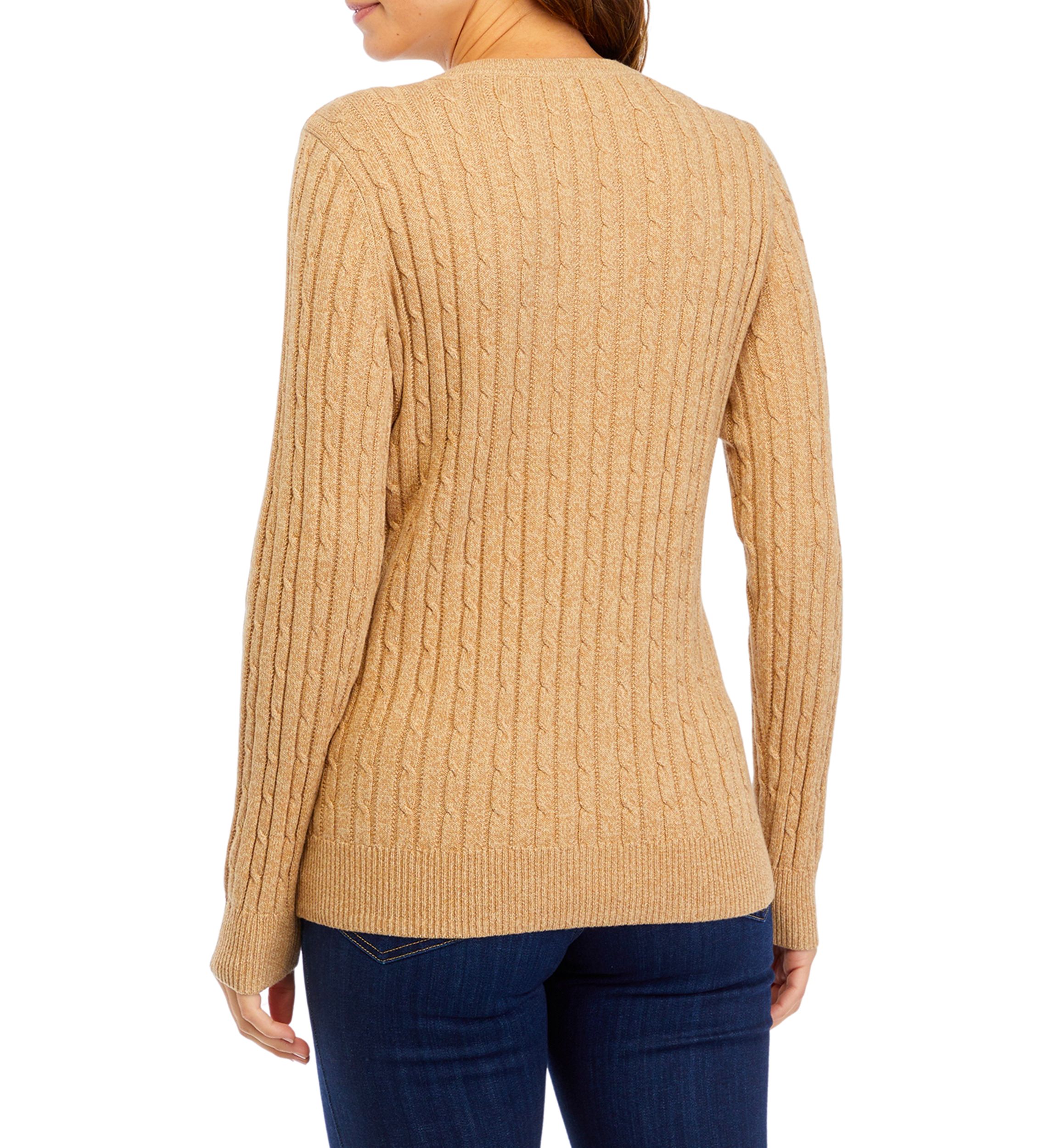 Womens Long Sleeve Cable Knit Sweater 