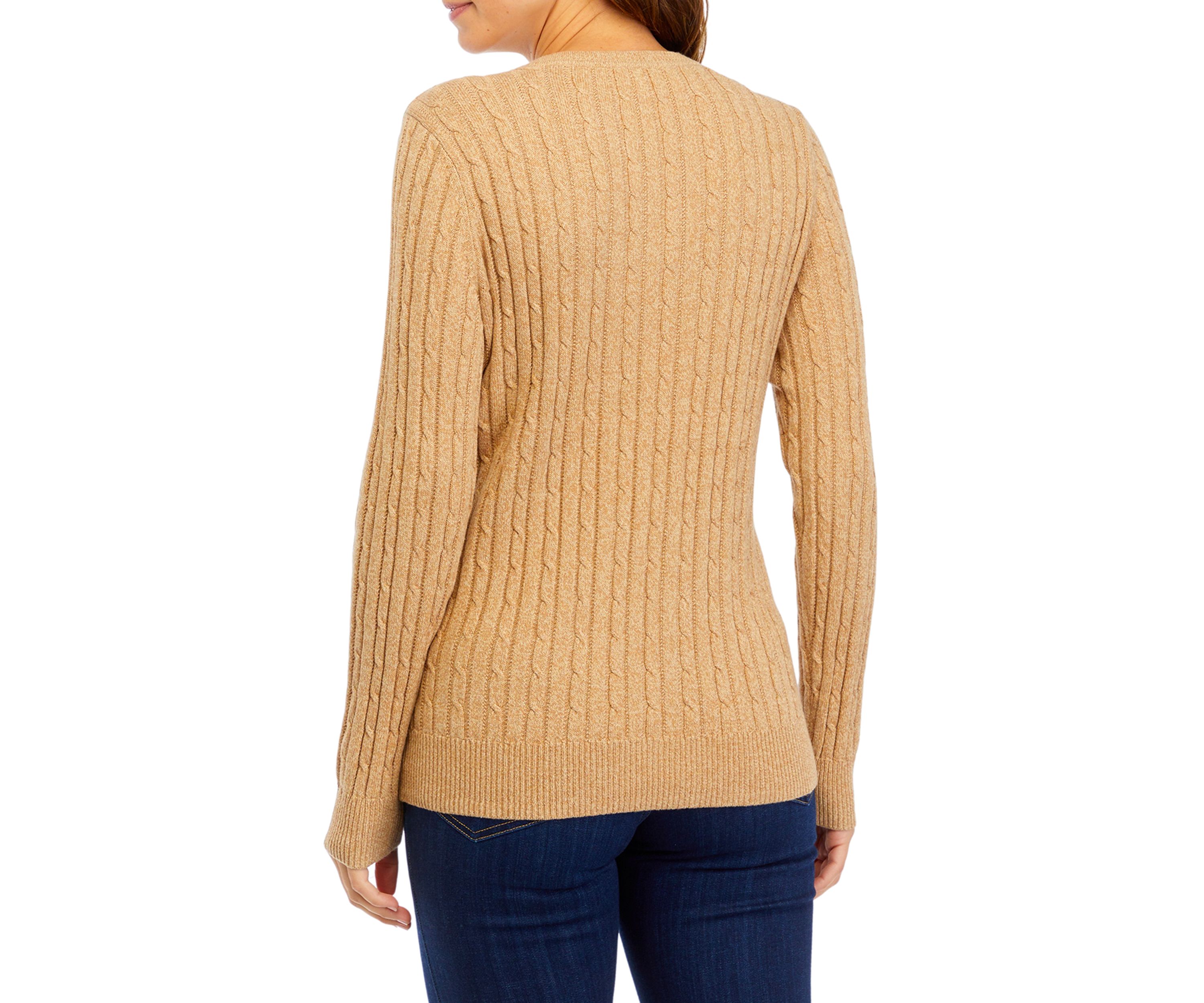 Womens Long Sleeve Cable Knit Sweater 
