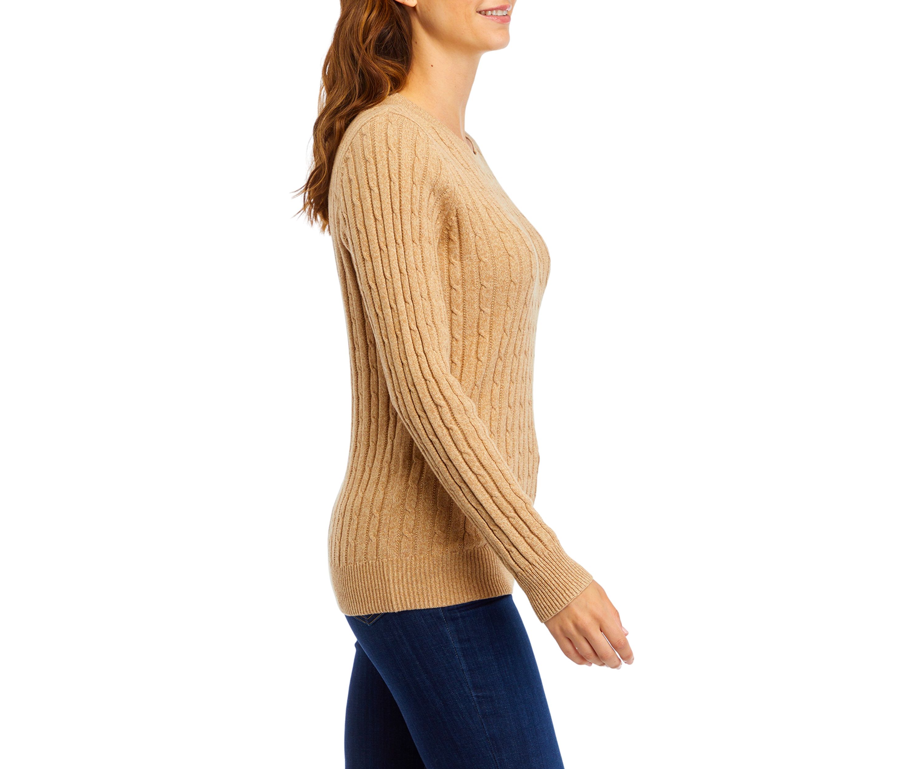 Womens Long Sleeve Cable Knit Sweater 