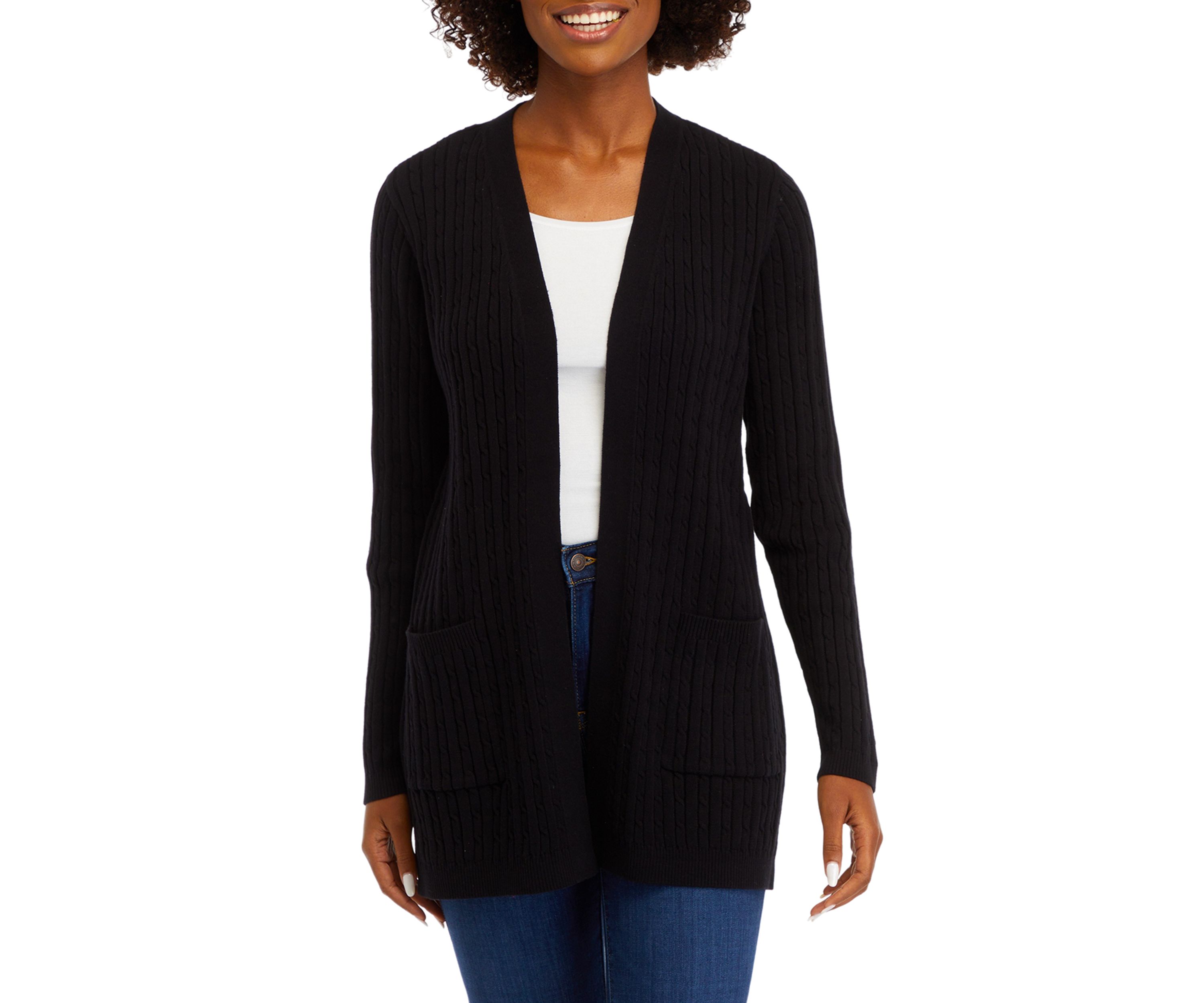 Womens Long Sleeve Cable Knit Cardigan 