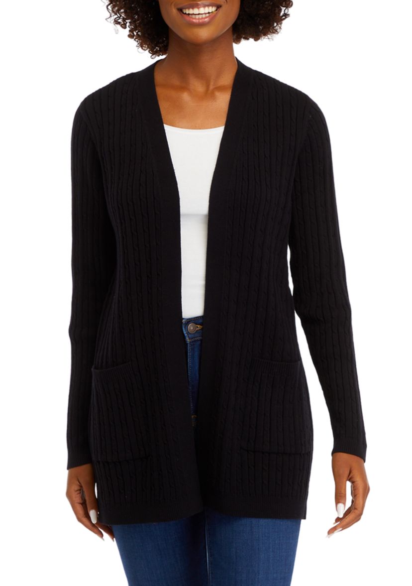 Womens Long Sleeve Cable Knit Cardigan 