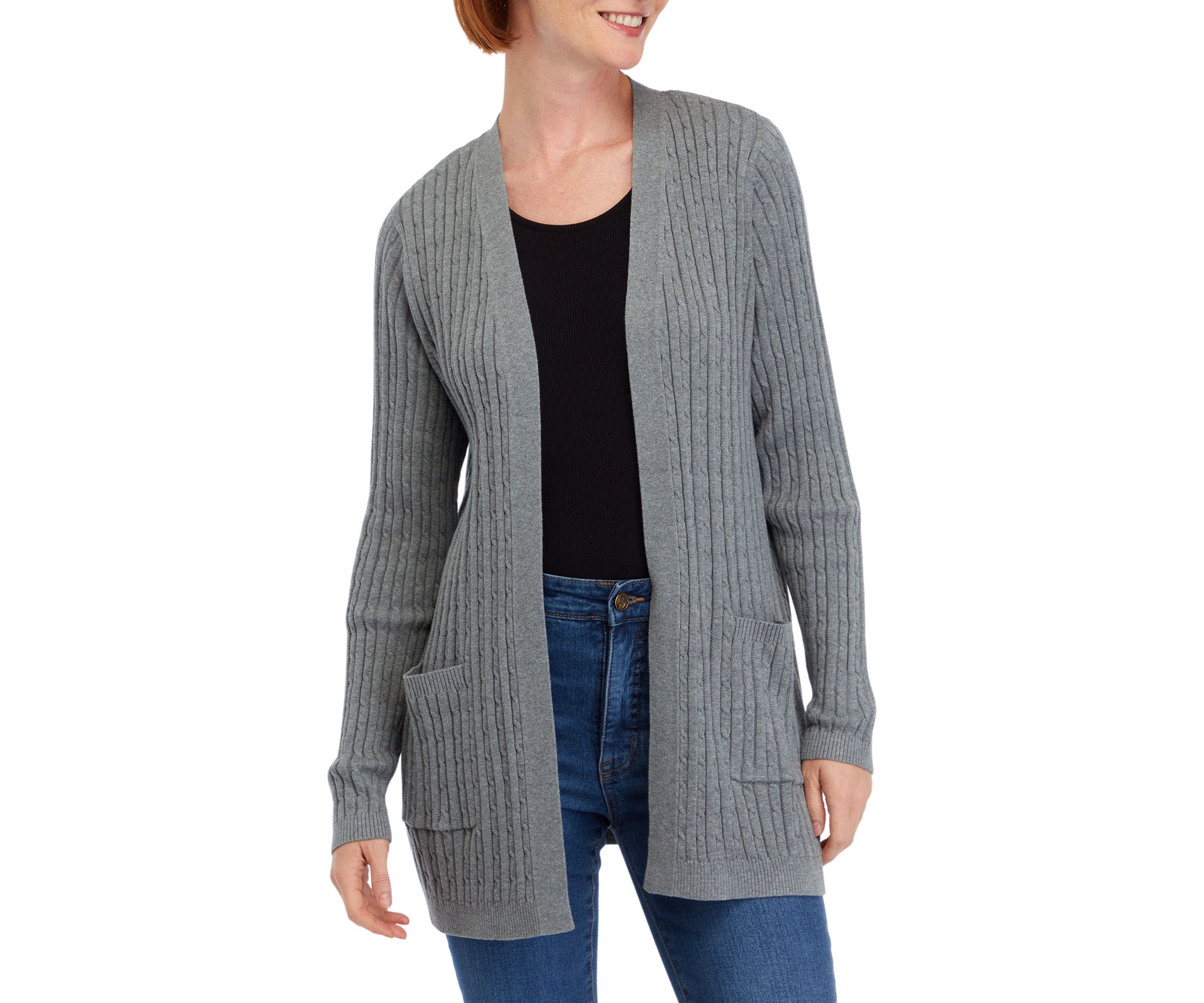 Womens Long Sleeve Cable Knit Cardigan 