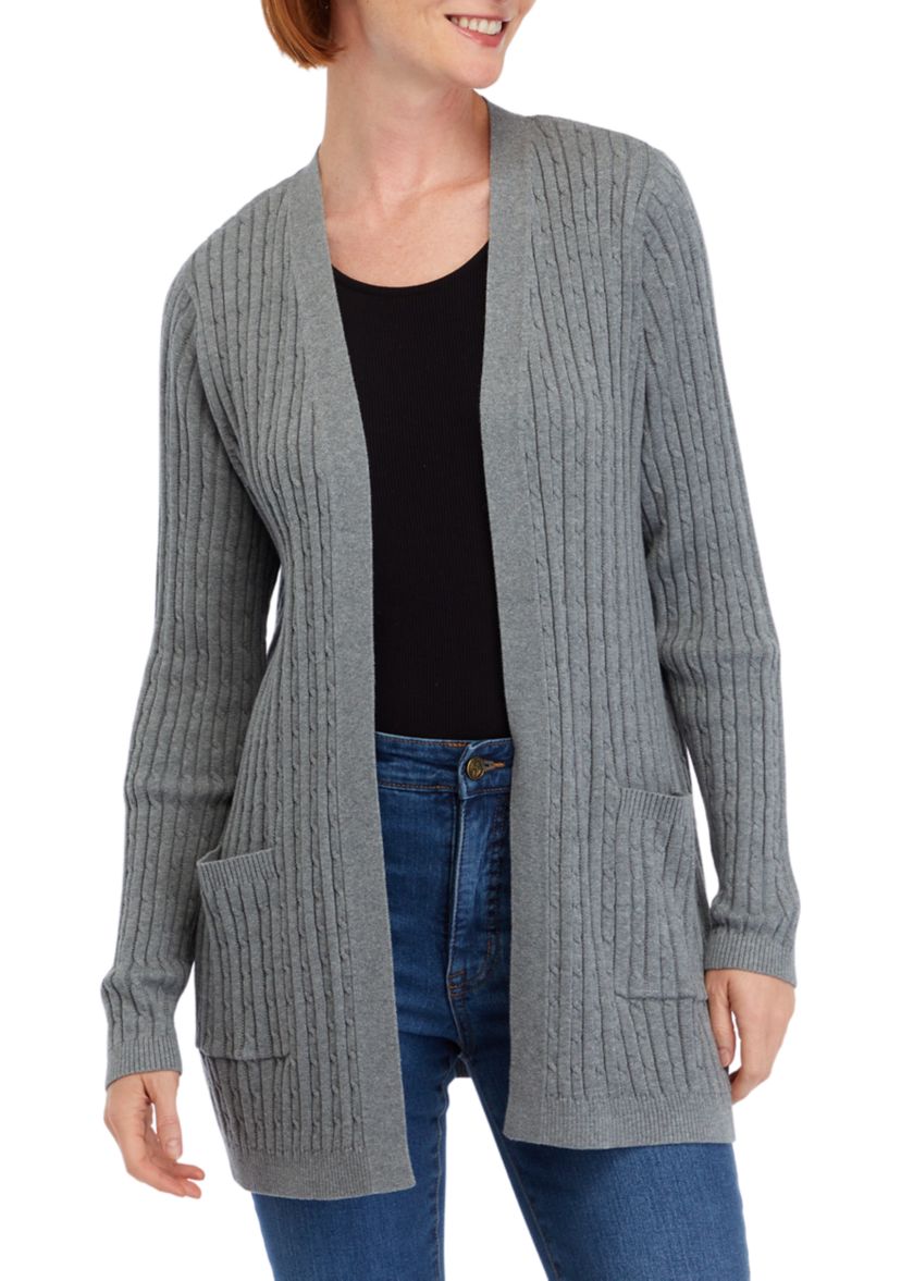 Womens Long Sleeve Cable Knit Cardigan 