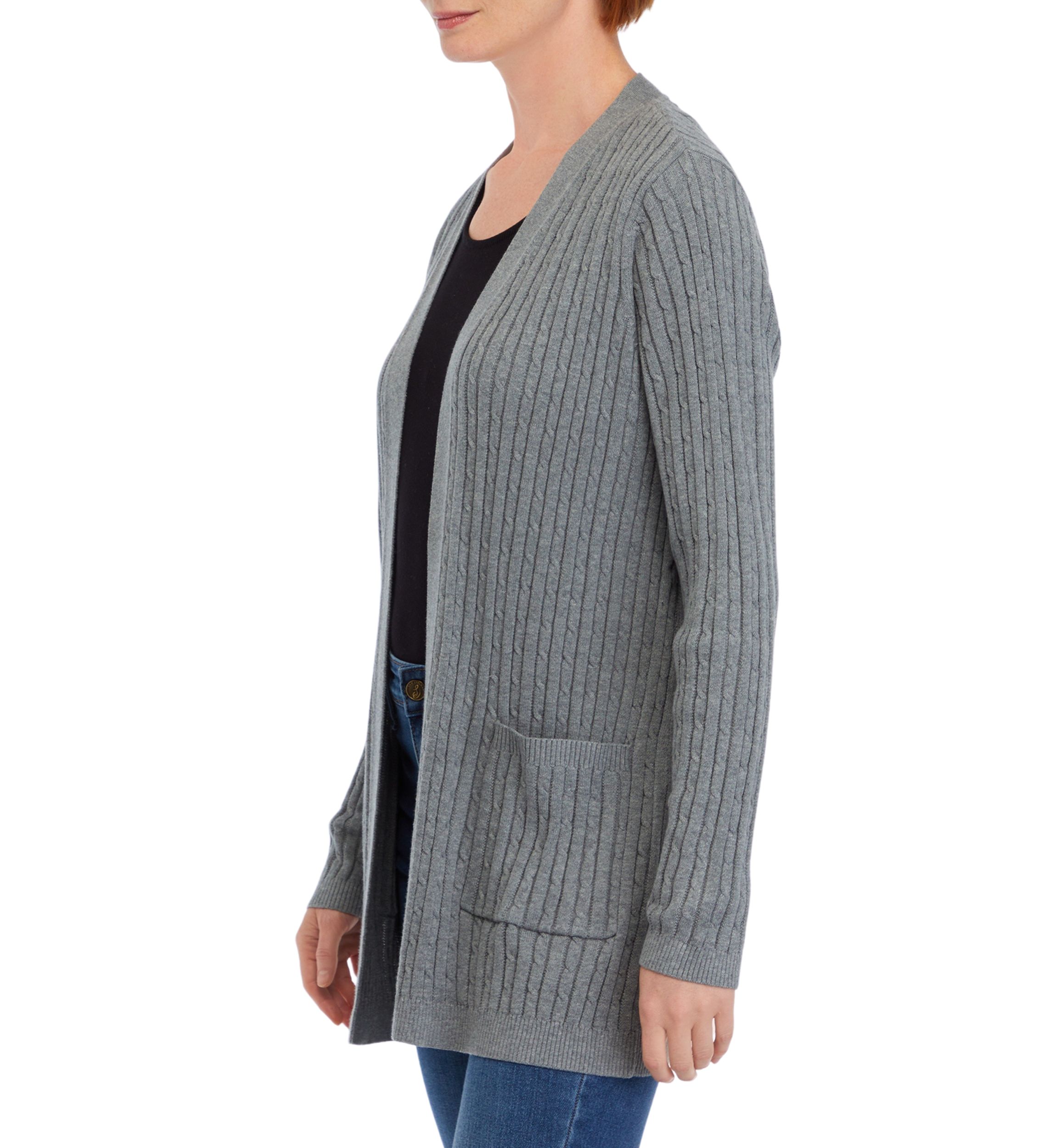 Womens Long Sleeve Cable Knit Cardigan 