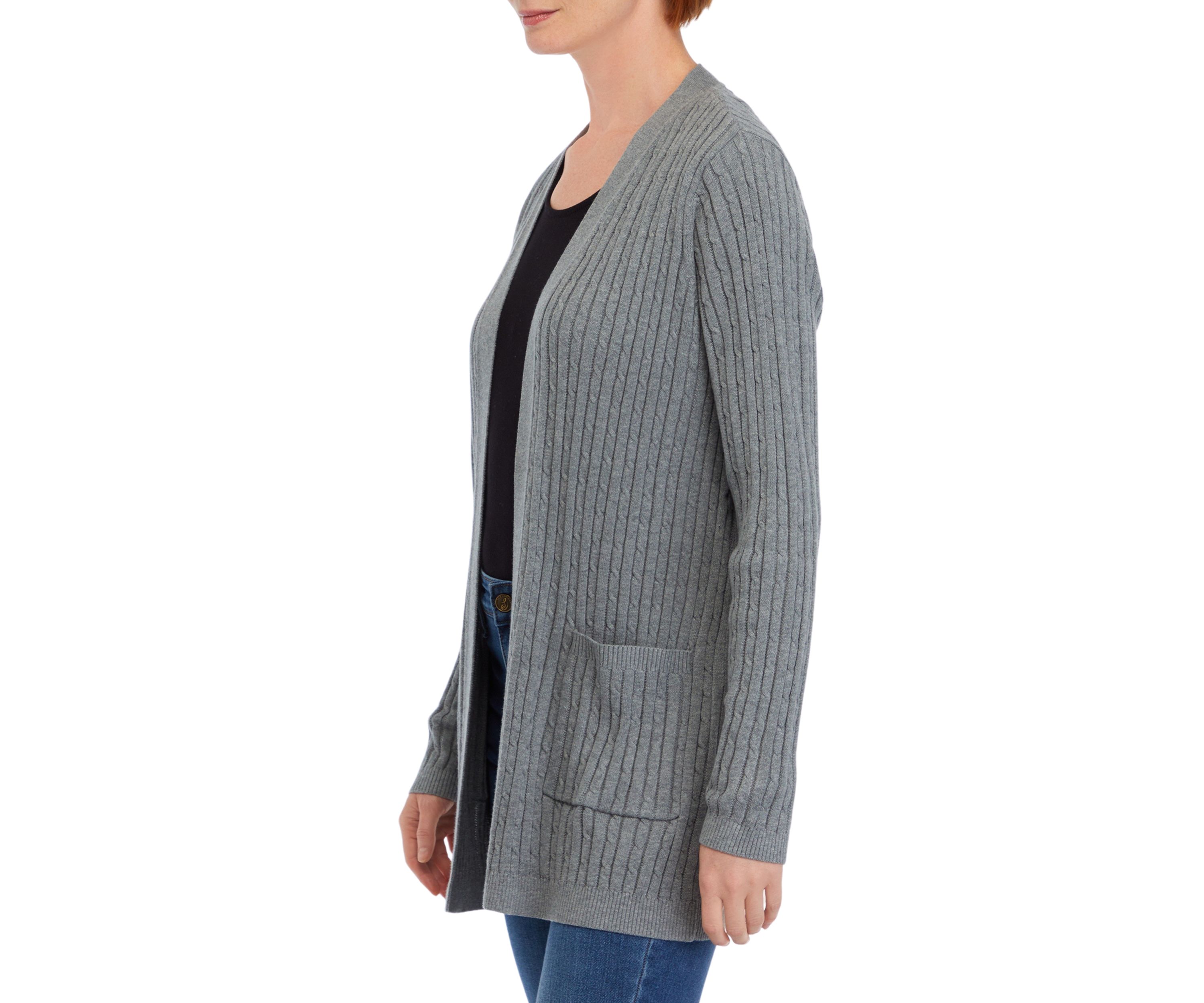 Womens Long Sleeve Cable Knit Cardigan 