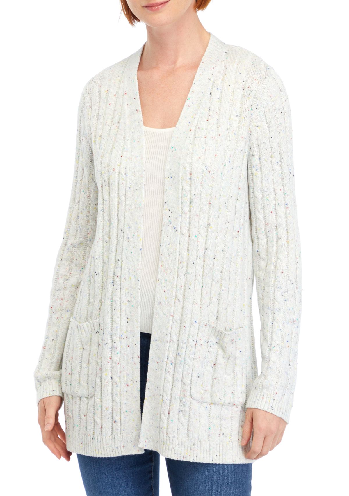 Womens Long Sleeve Cable Knit Cardigan 