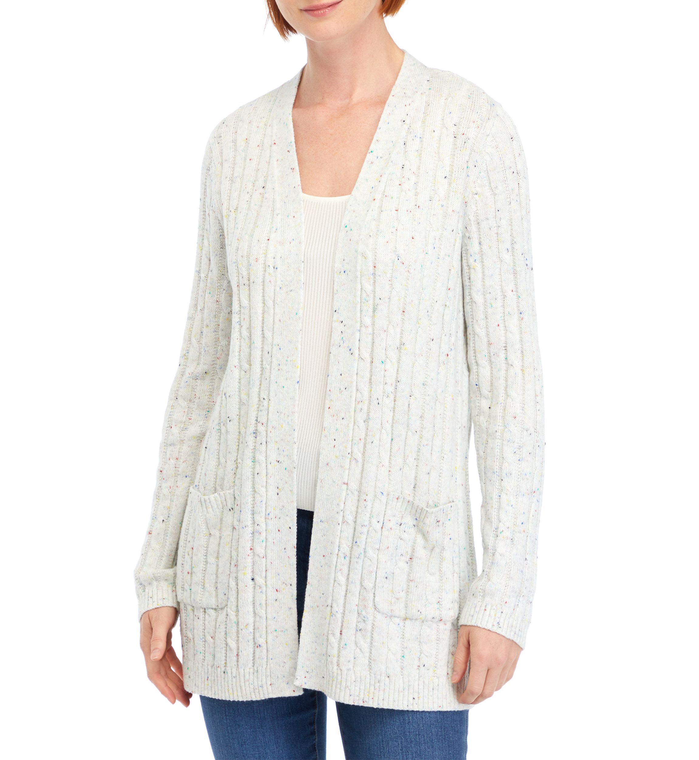 Womens Long Sleeve Cable Knit Cardigan 