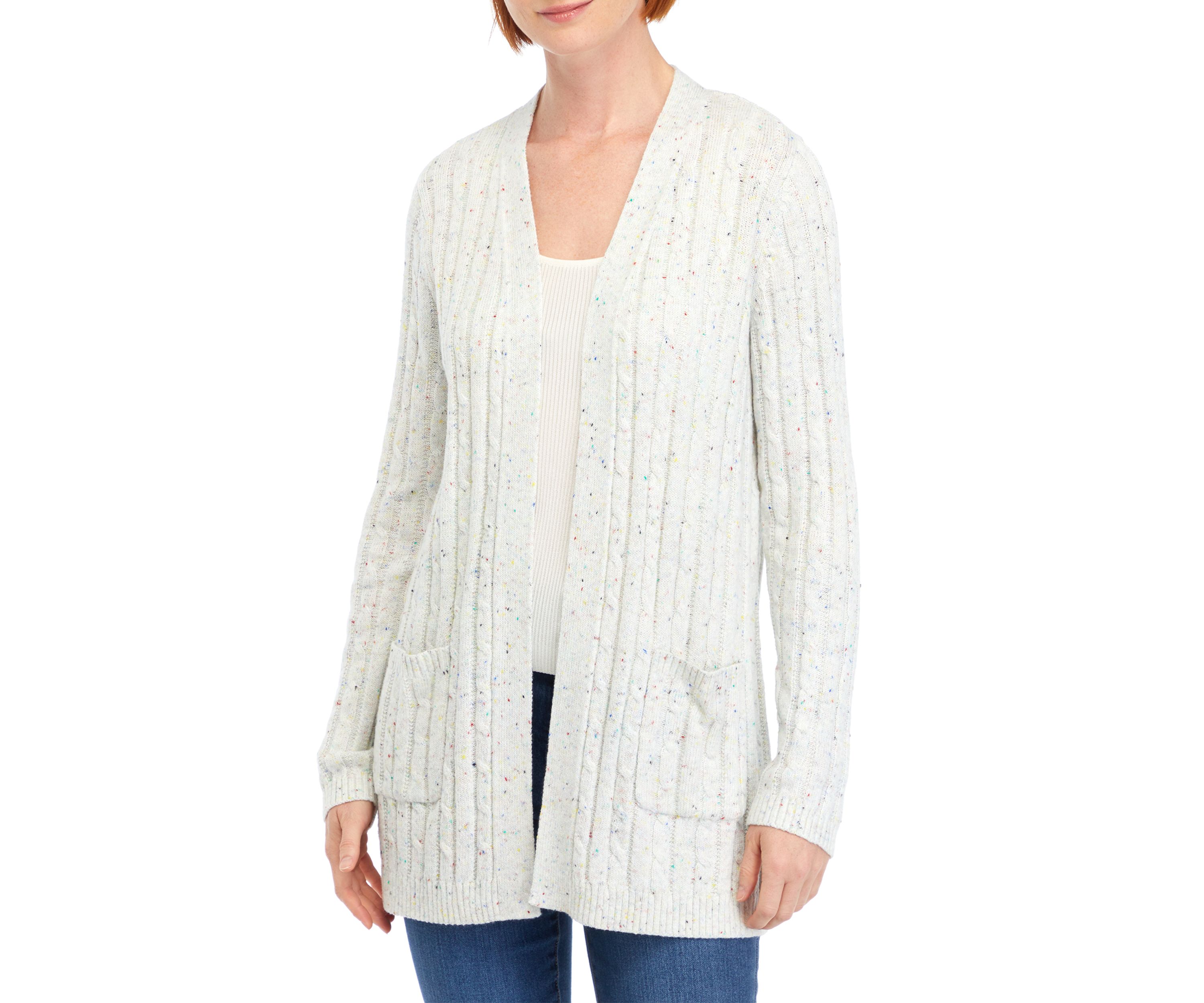 Womens Long Sleeve Cable Knit Cardigan 