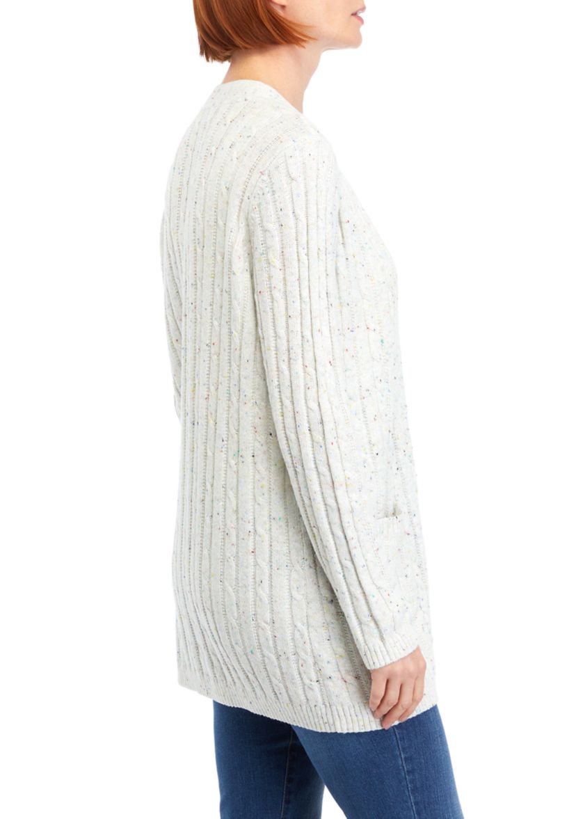 Womens Long Sleeve Cable Knit Cardigan 
