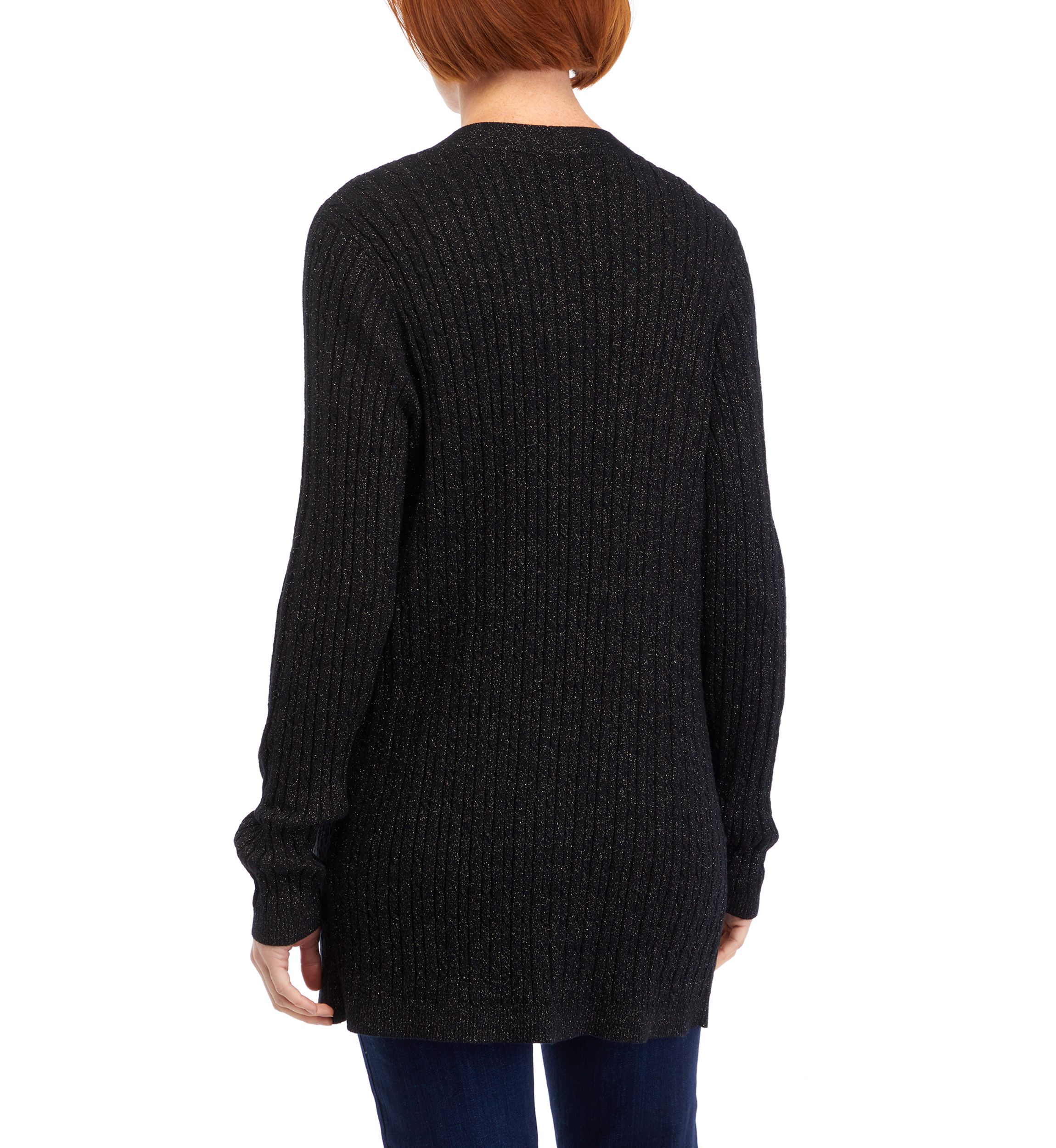 Womens Long Sleeve Sparkle Cable Cardigan 