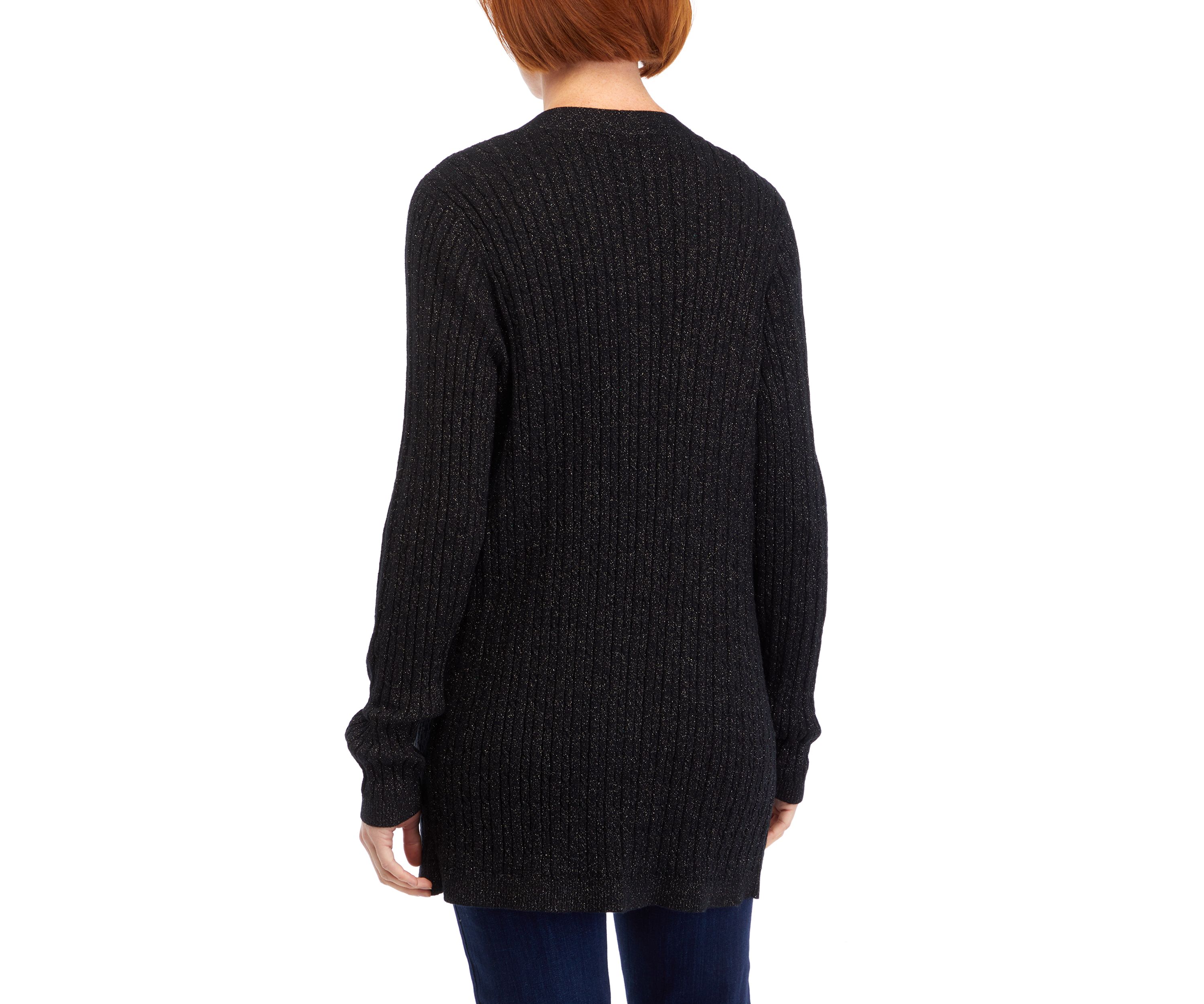 Womens Long Sleeve Sparkle Cable Cardigan 
