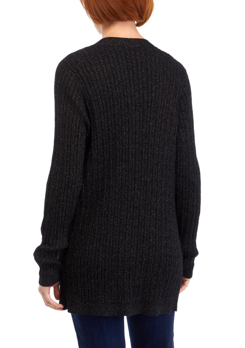 Womens Long Sleeve Sparkle Cable Cardigan 