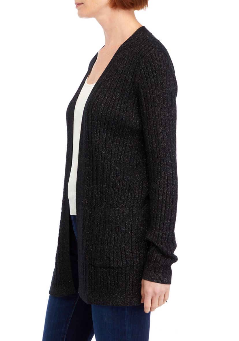 Womens Long Sleeve Sparkle Cable Cardigan 