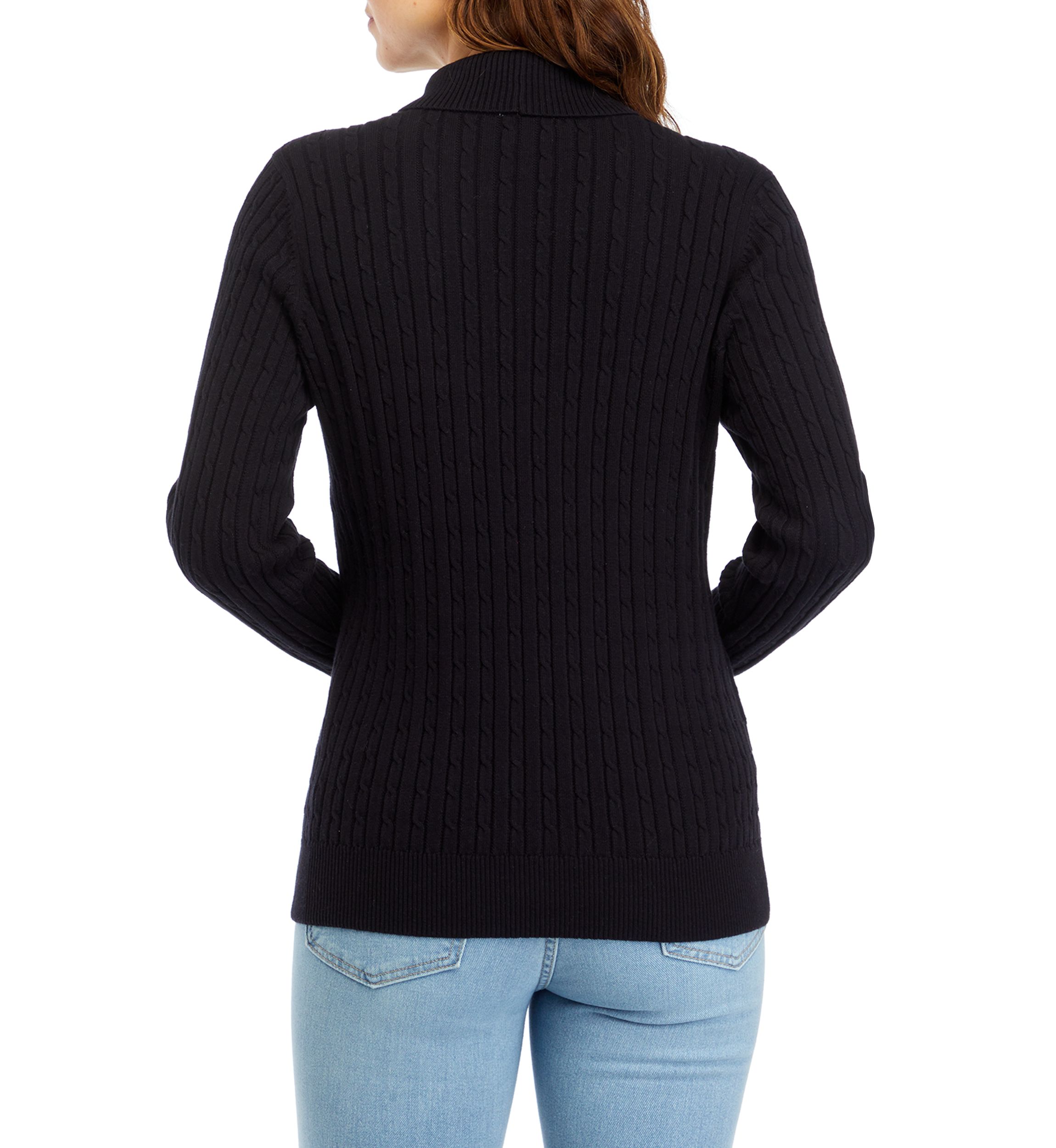 Womens Long Sleeve Cable Knit Turtleneck Sweater 