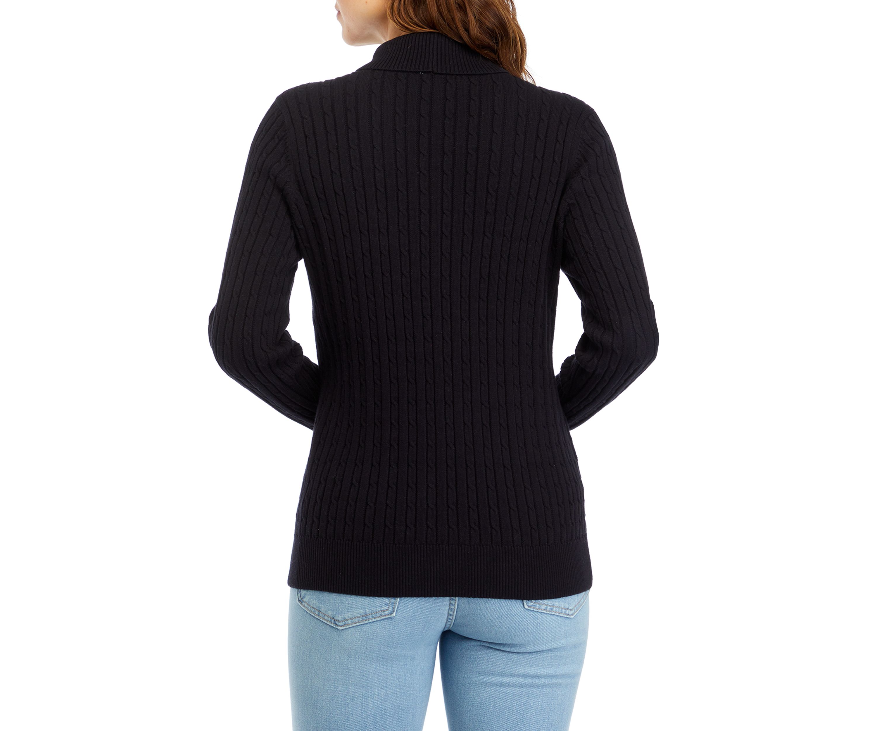 Womens Long Sleeve Cable Knit Turtleneck Sweater 