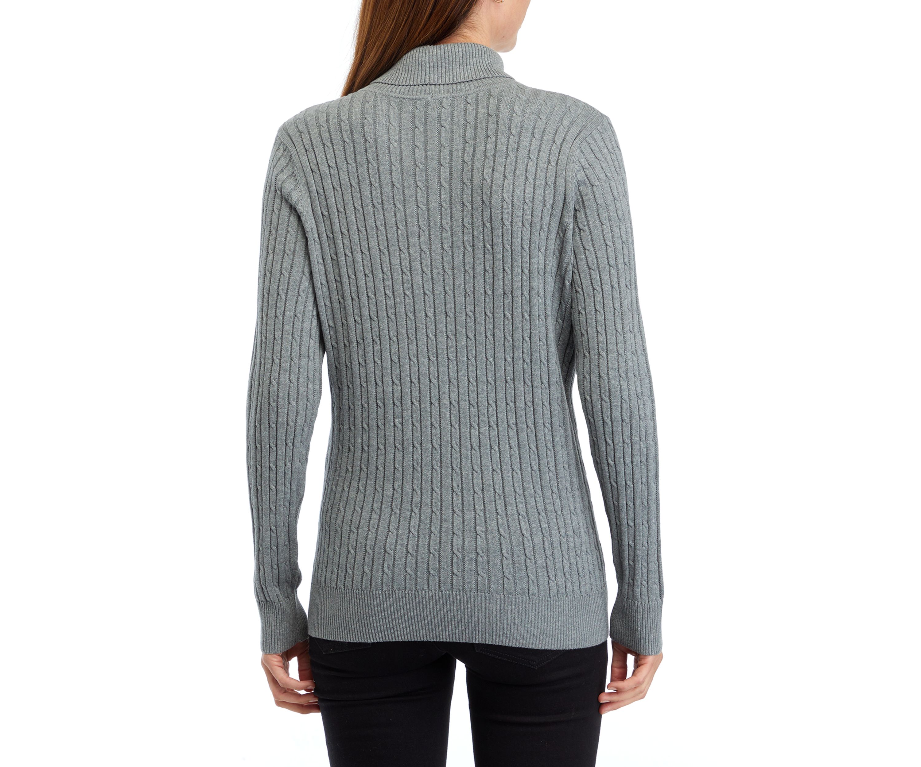 	  Womens Long Sleeve Cable Knit Turtleneck Sweater 