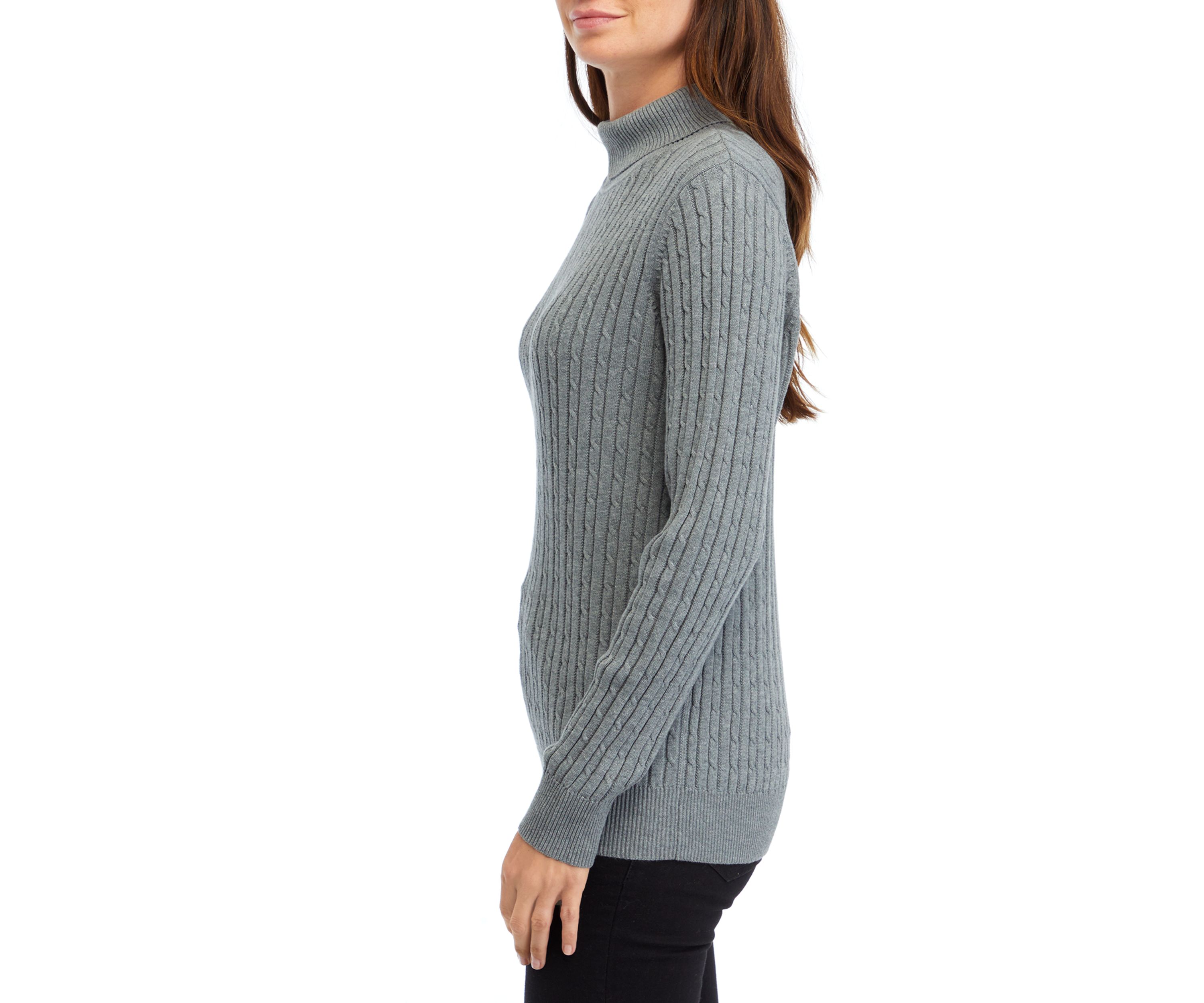 	  Womens Long Sleeve Cable Knit Turtleneck Sweater 