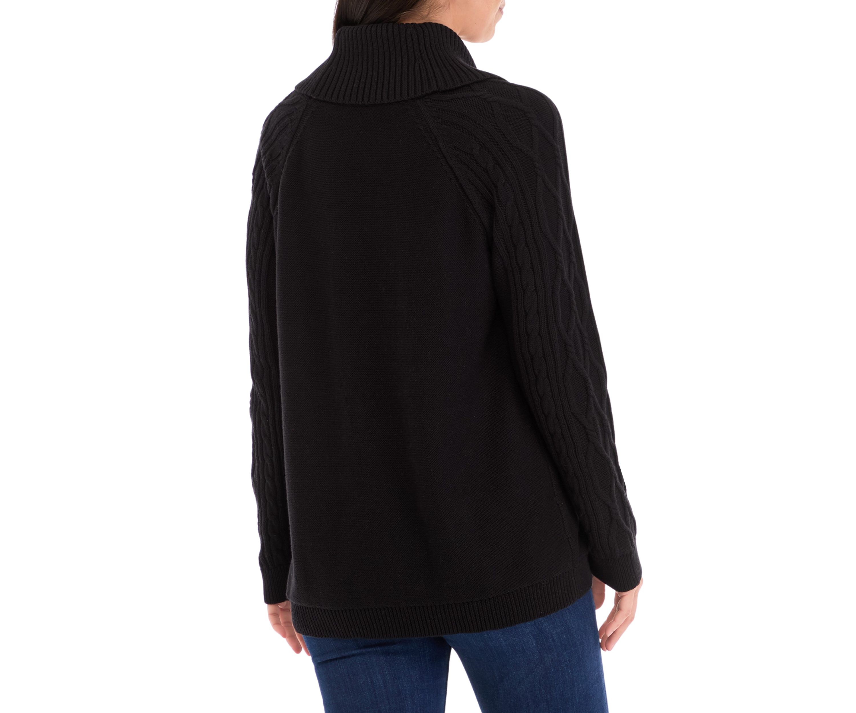 Womens Cable Knit Solid Cowl Neck Sweater