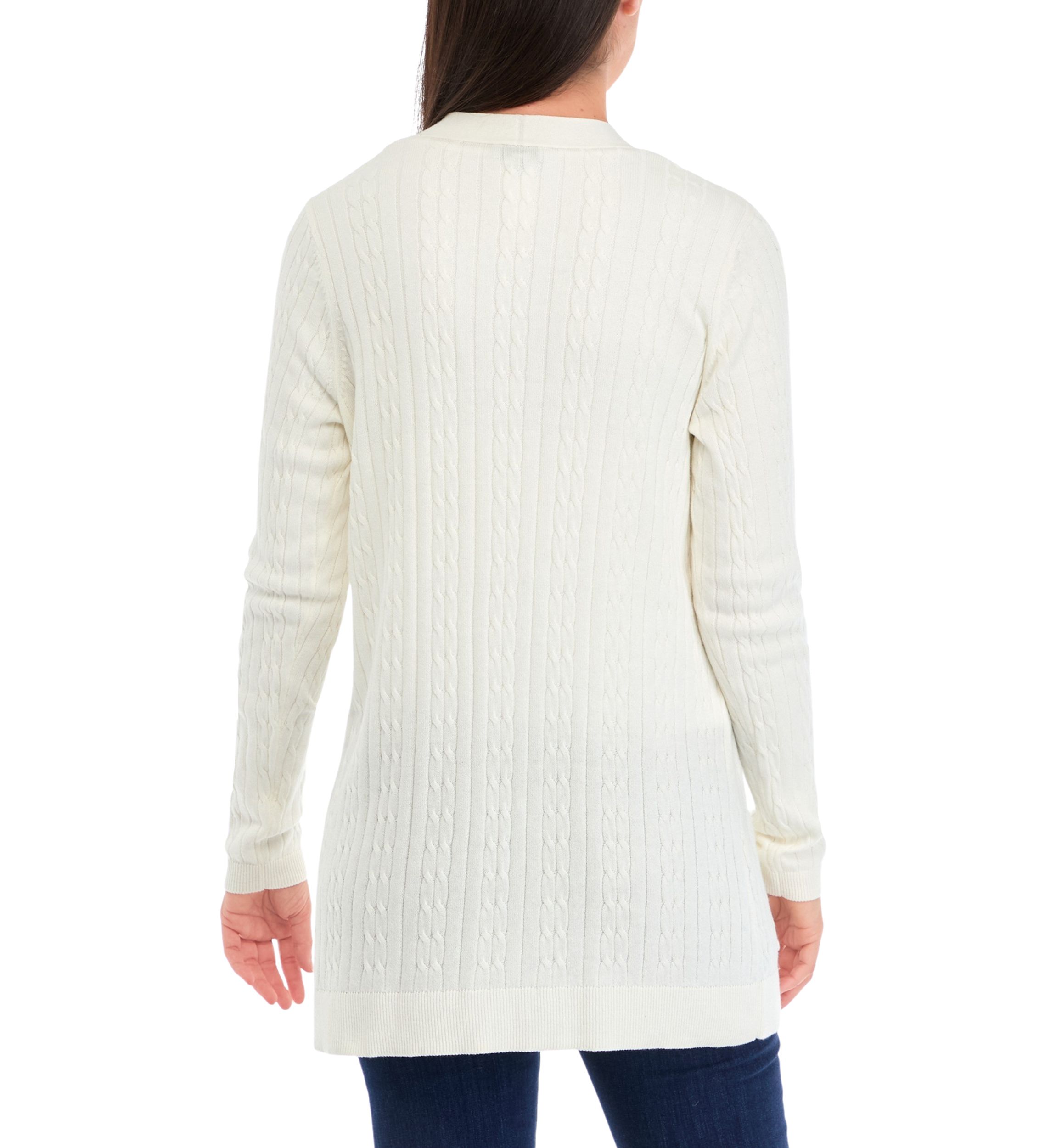 Womens Button Front Cable Knit Cardigan