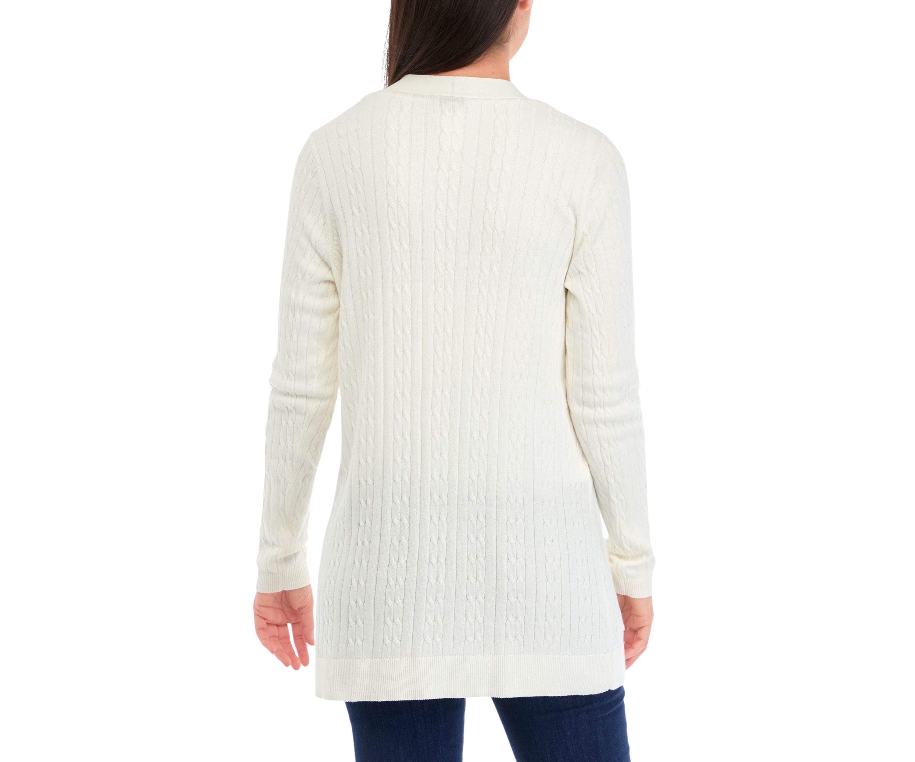 Womens Button Front Cable Knit Cardigan