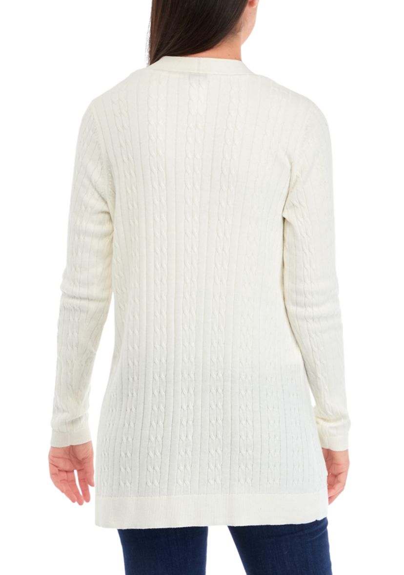 Womens Button Front Cable Knit Cardigan