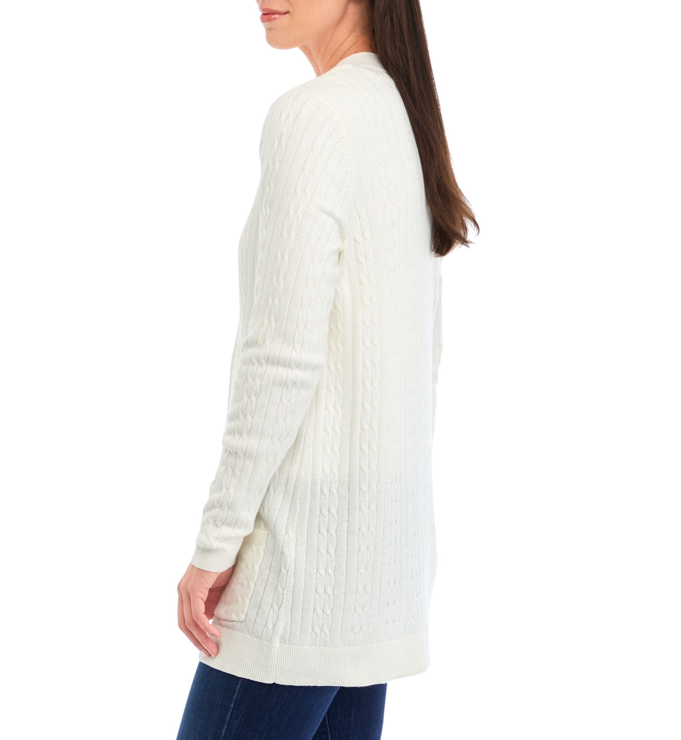 Womens Button Front Cable Knit Cardigan