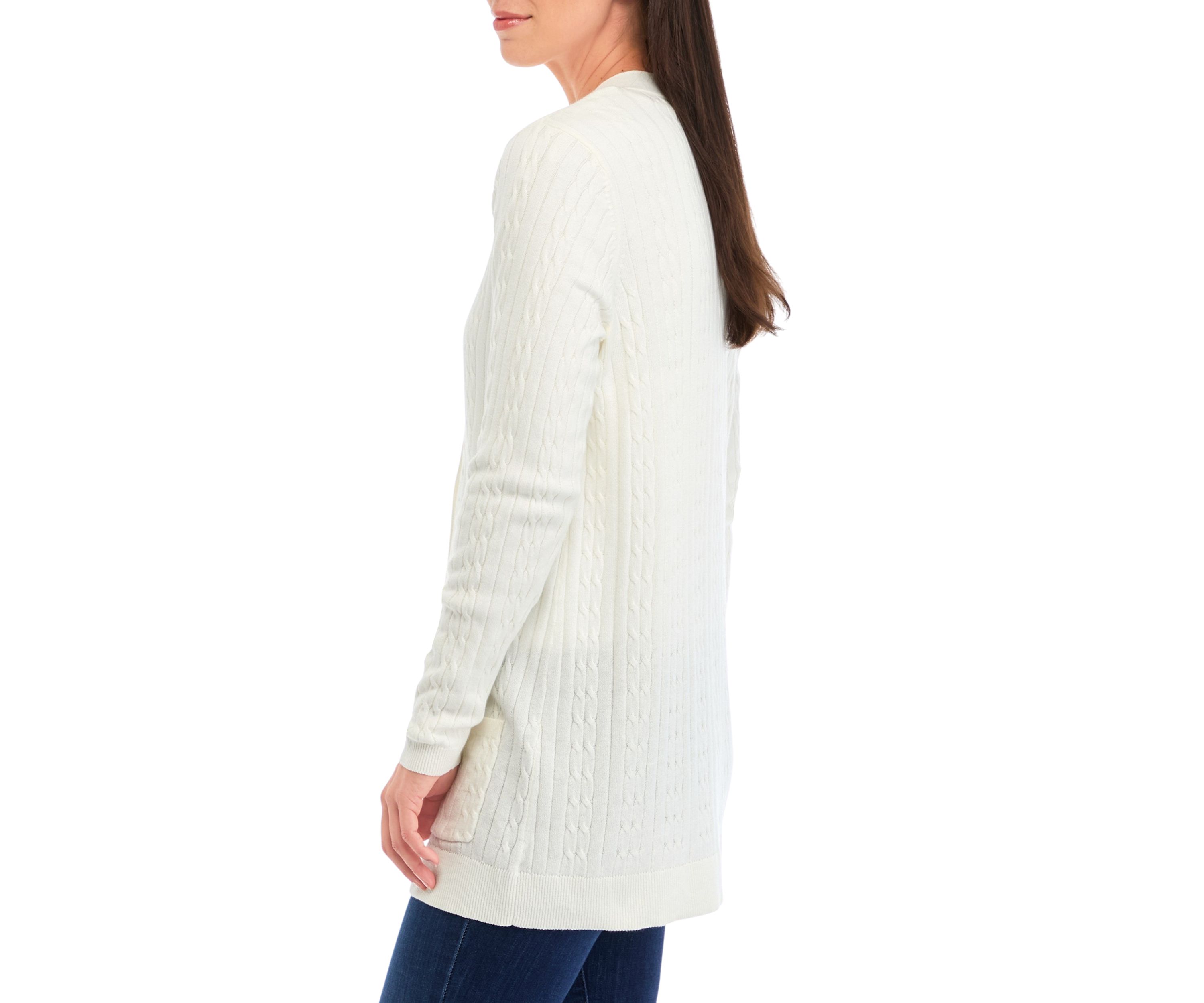 Womens Button Front Cable Knit Cardigan
